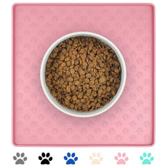 Ptlom tapis-repas silicone rose, anti-débordement pour chiens et chats.