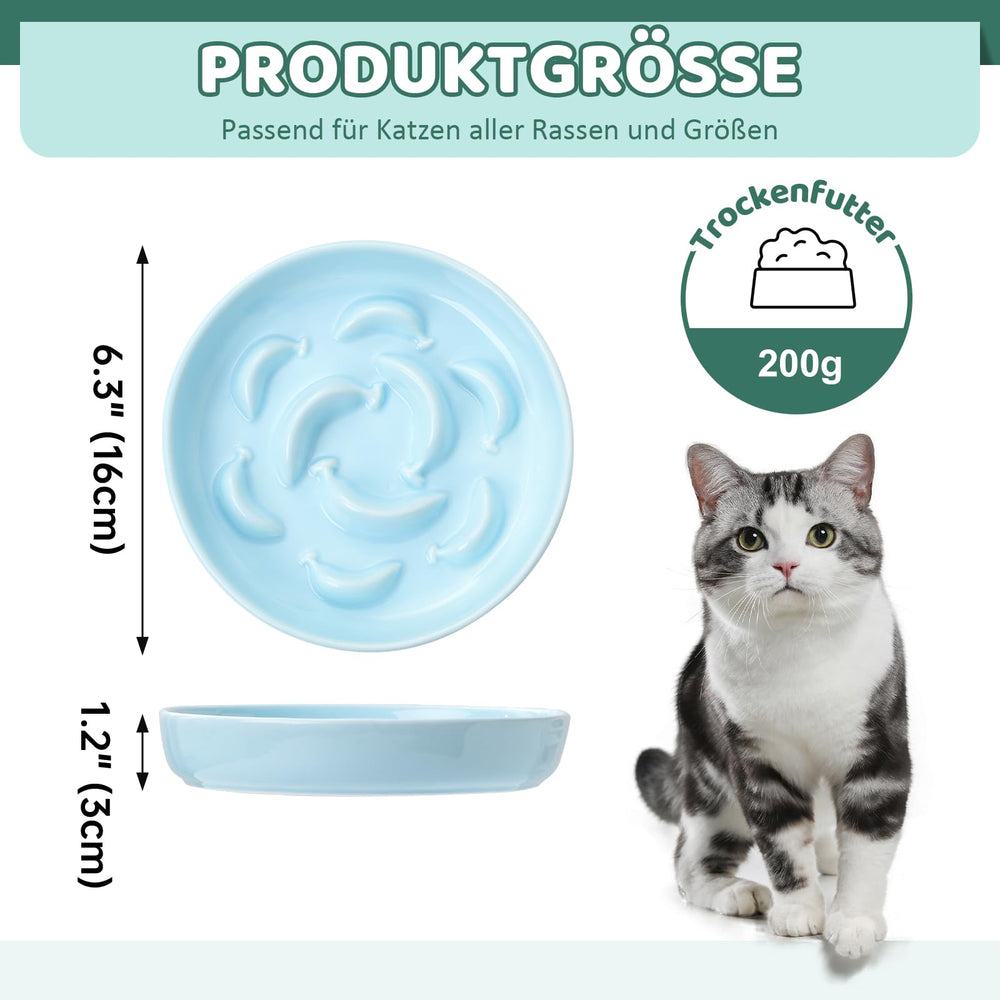PTOBER design-pastel assiette-chat bleu-pale, ambiance apaisante pour les repas.