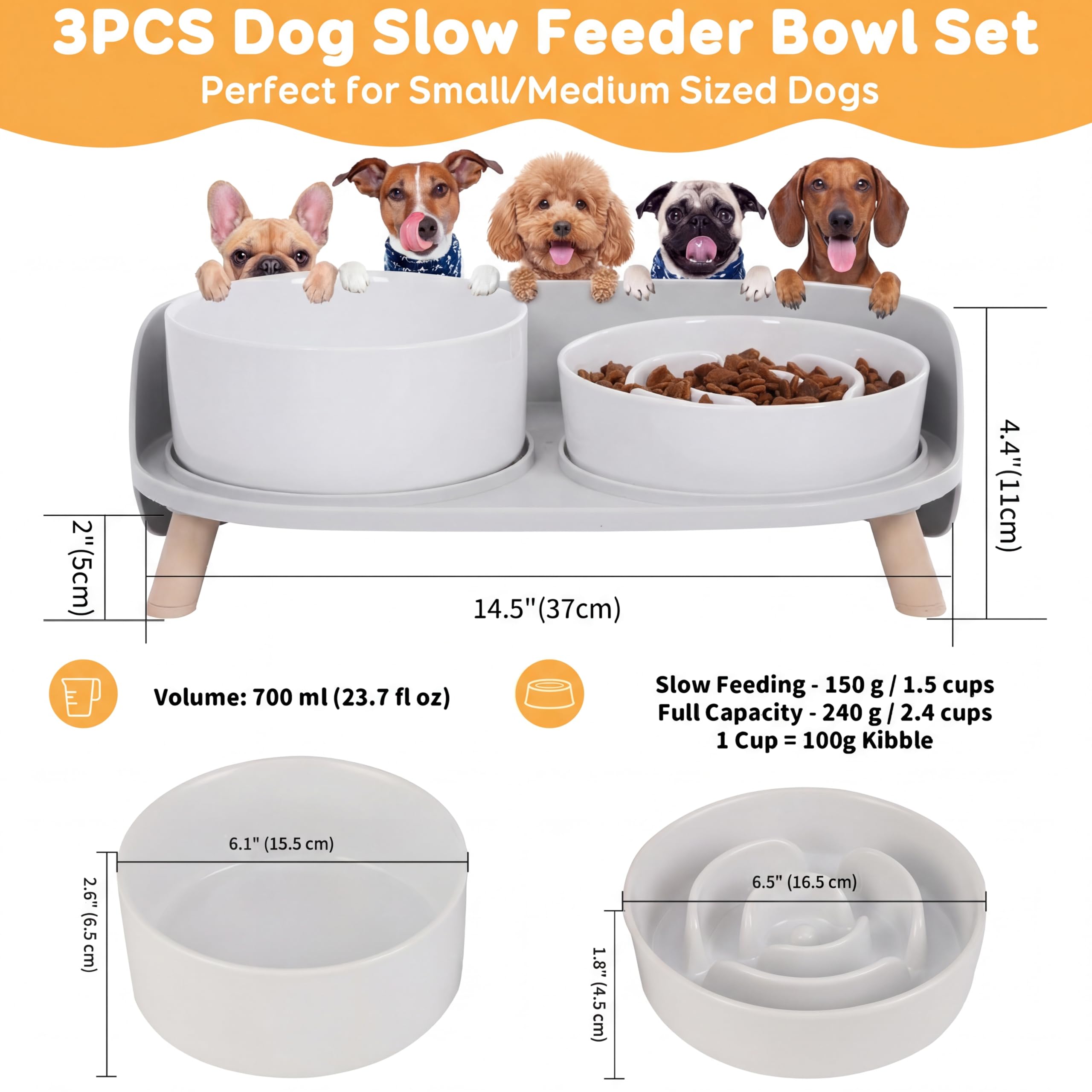 PTOBER support bol élevé pour chien, repas plus confortable.