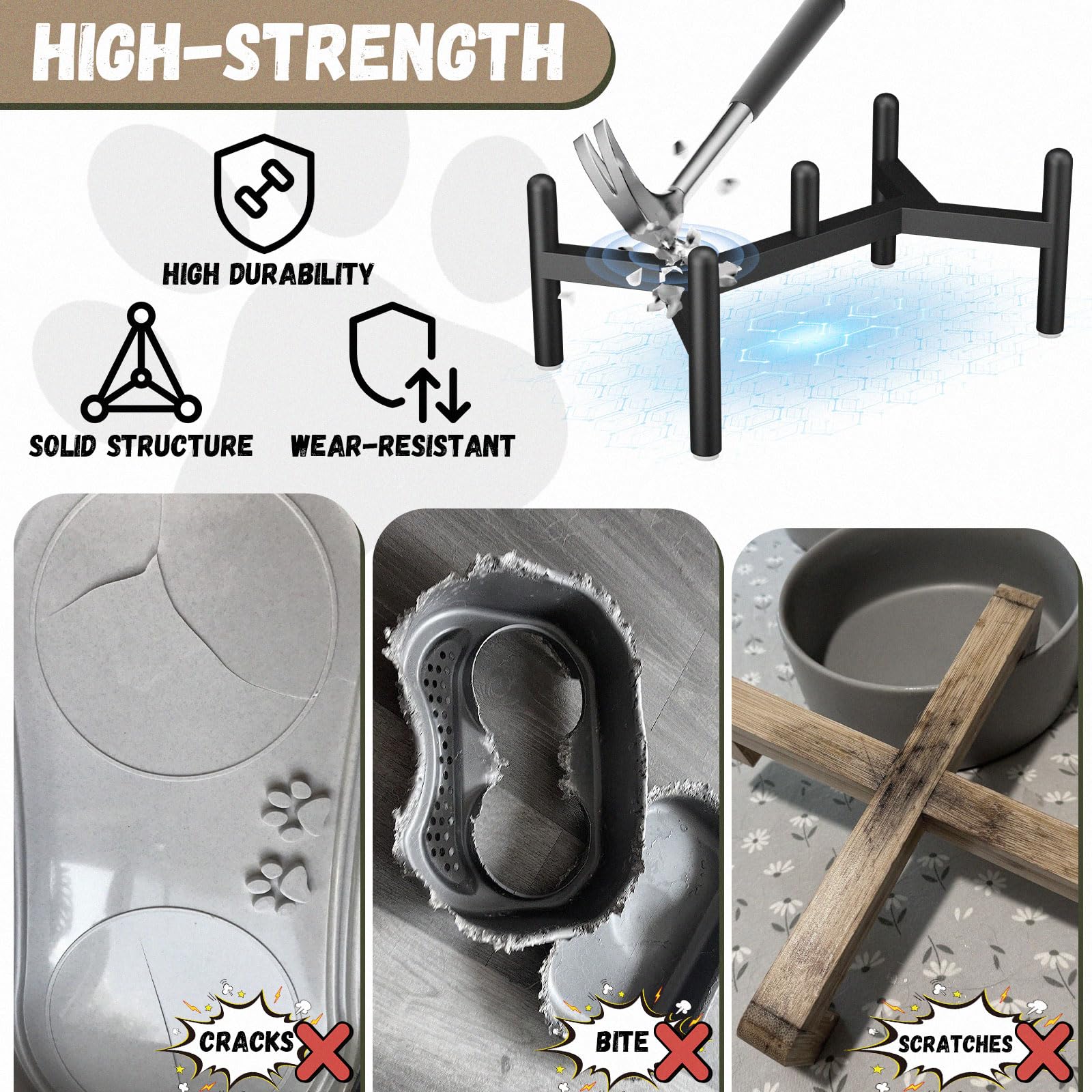 PTOBER support inox avec bols, stabilité et durabilité.