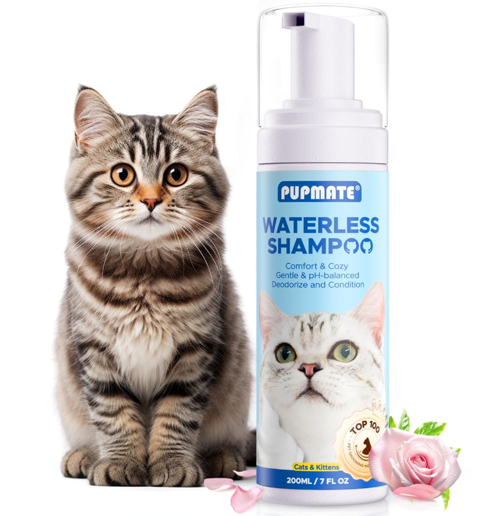 PUPMATE Shampoing sans rinage sur bouteille, nettoyage rapide entre bains pour chats.