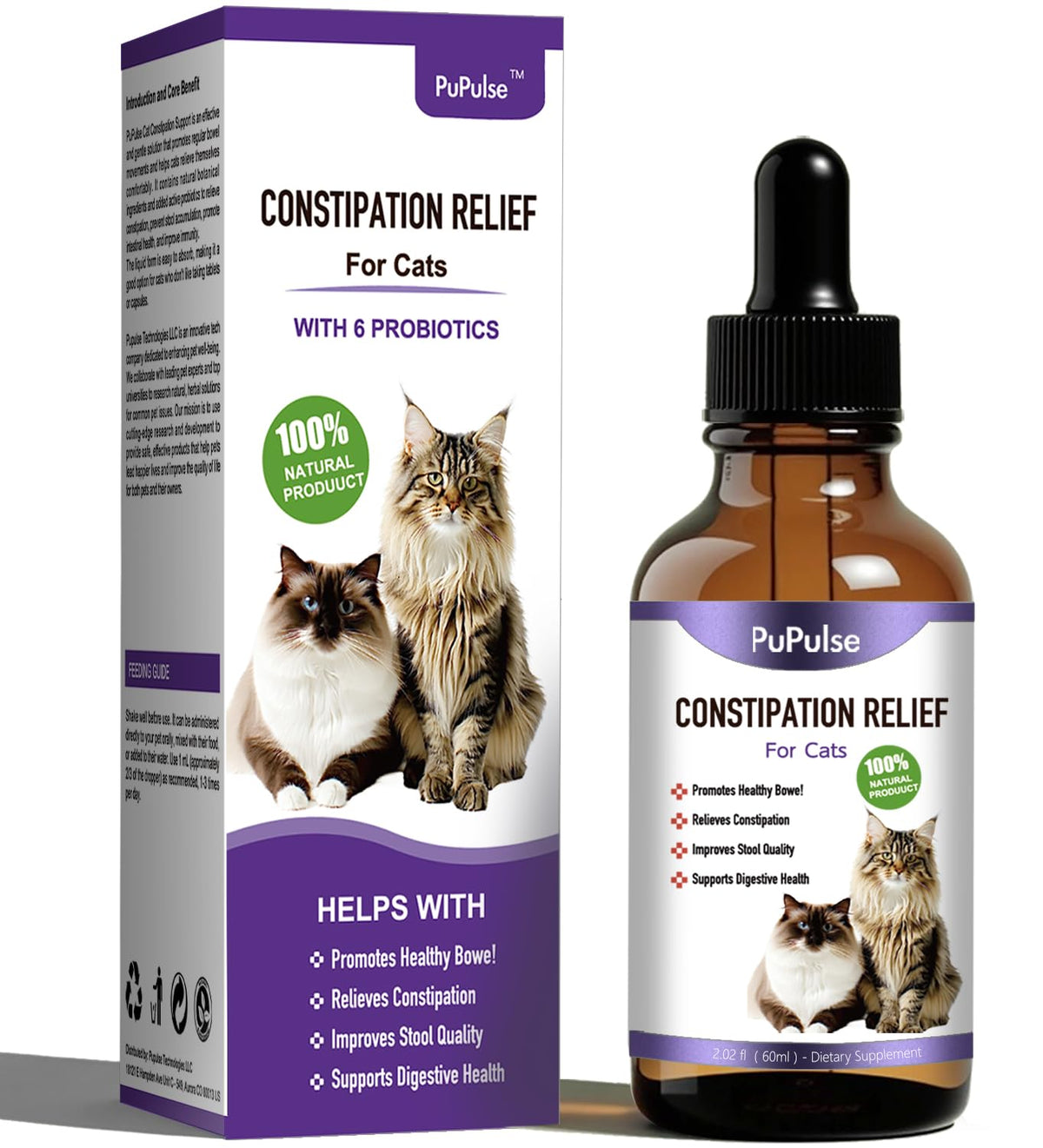 PuPulse Constipation Relief : pipette de dosage précis pour soulager le mal de ventre du chat