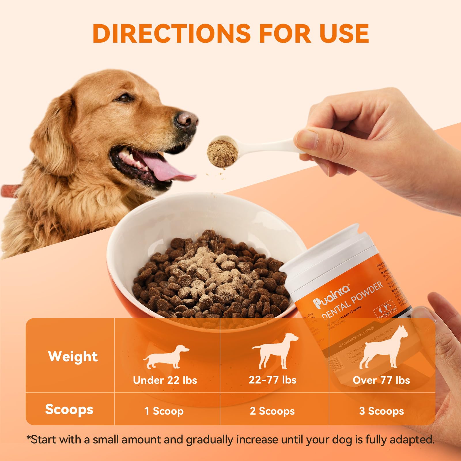 PUAINTA Poudre dents chien - goût appétent sans altérer le goût des aliments.
