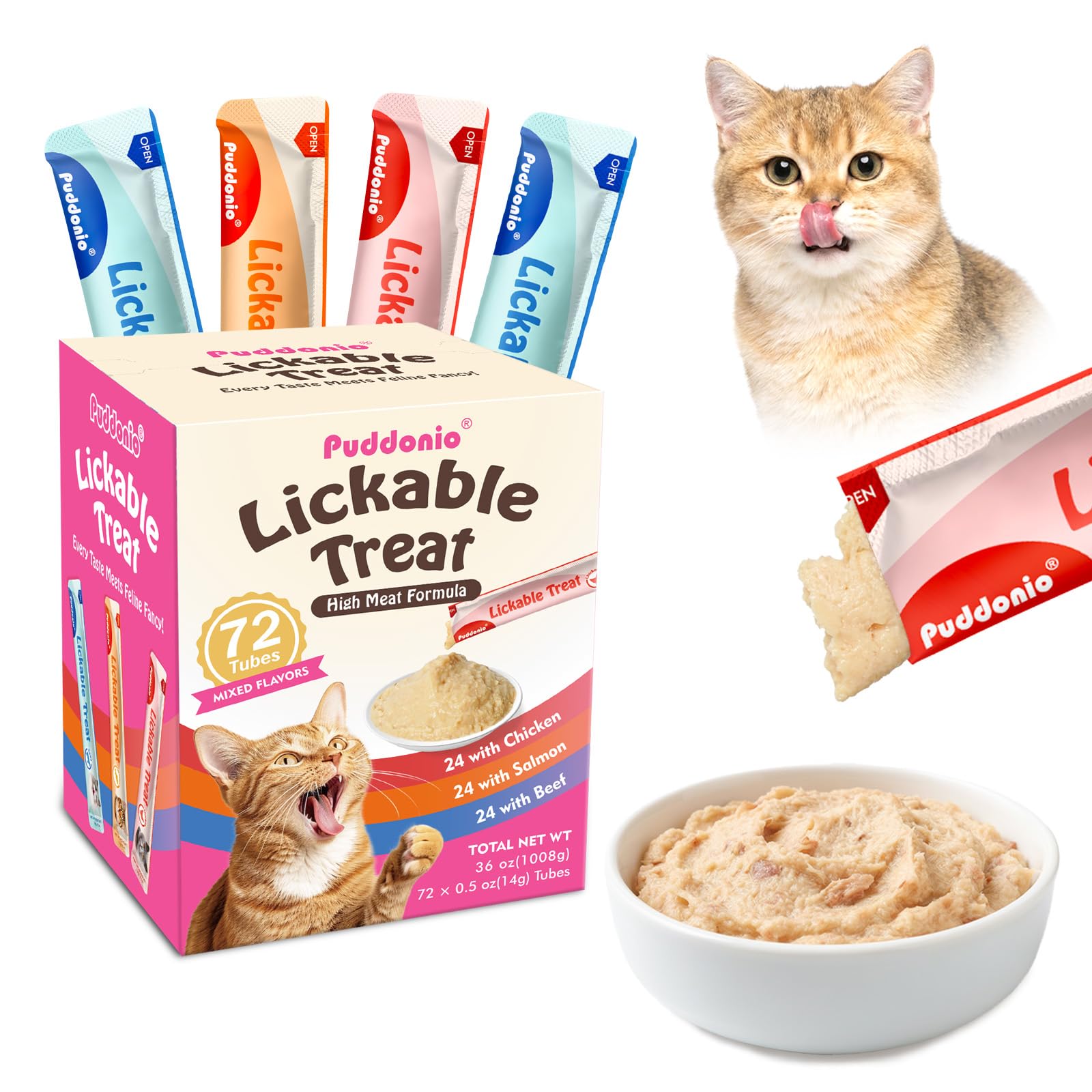 Puddonio tubes en portion pour chat, pratique pour les repas.