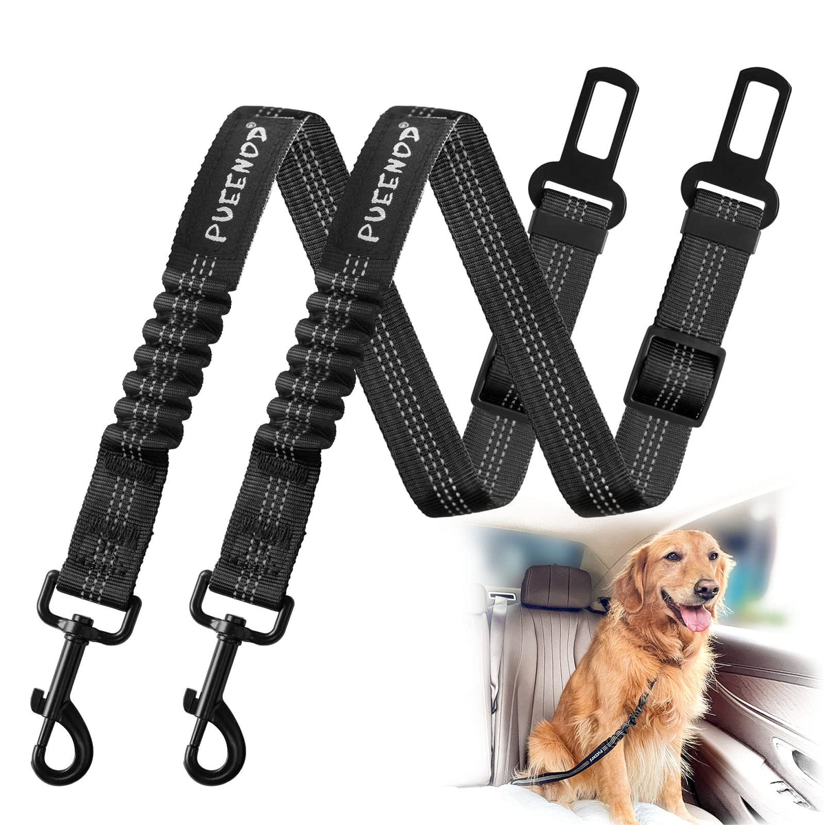 PUEENOD ceinture sécurité chien ajustable pour voiture, sécurité durable lors du trajet