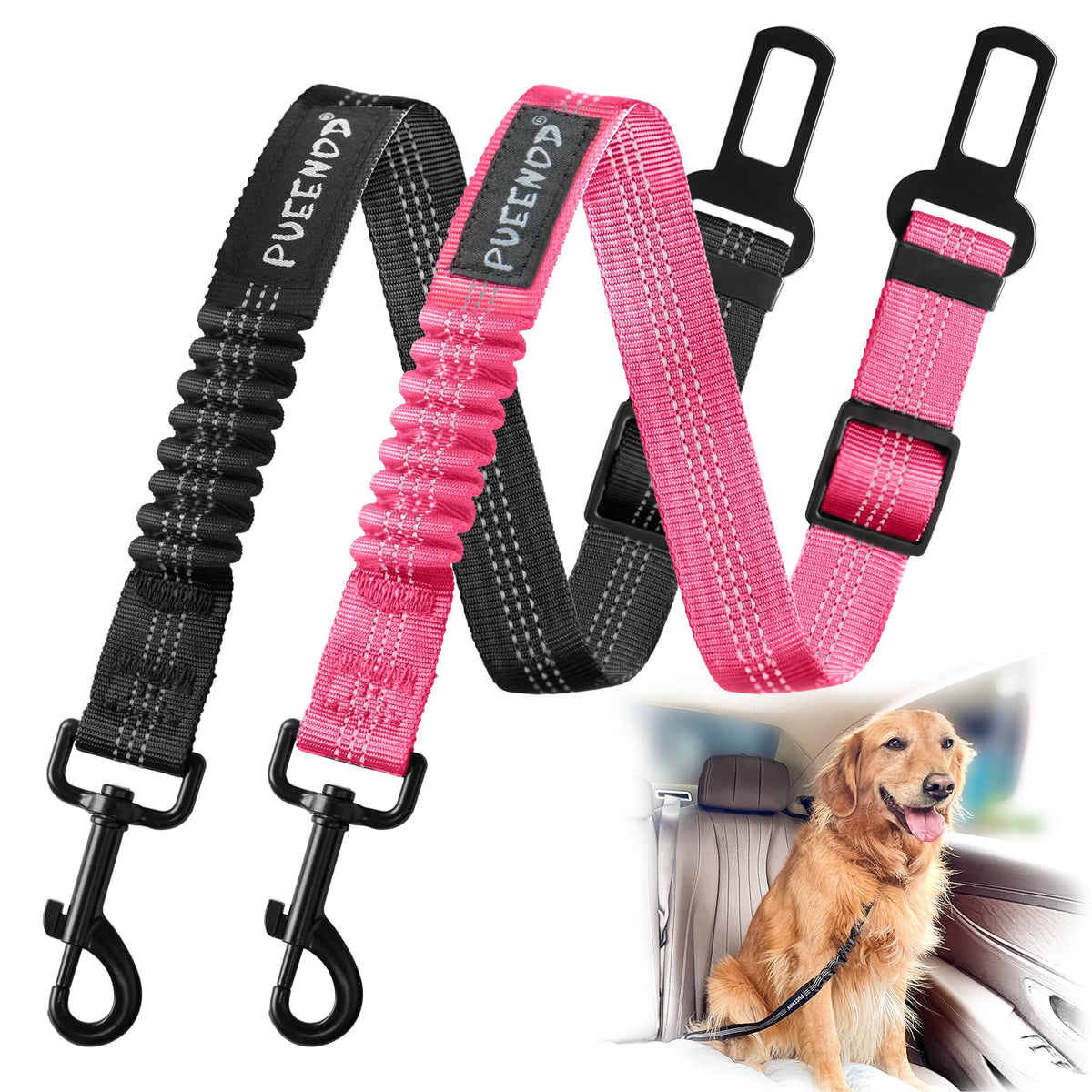 PUEENOD ceinture securite chien amortisseur elastique: confort et securite pendant les trajets.