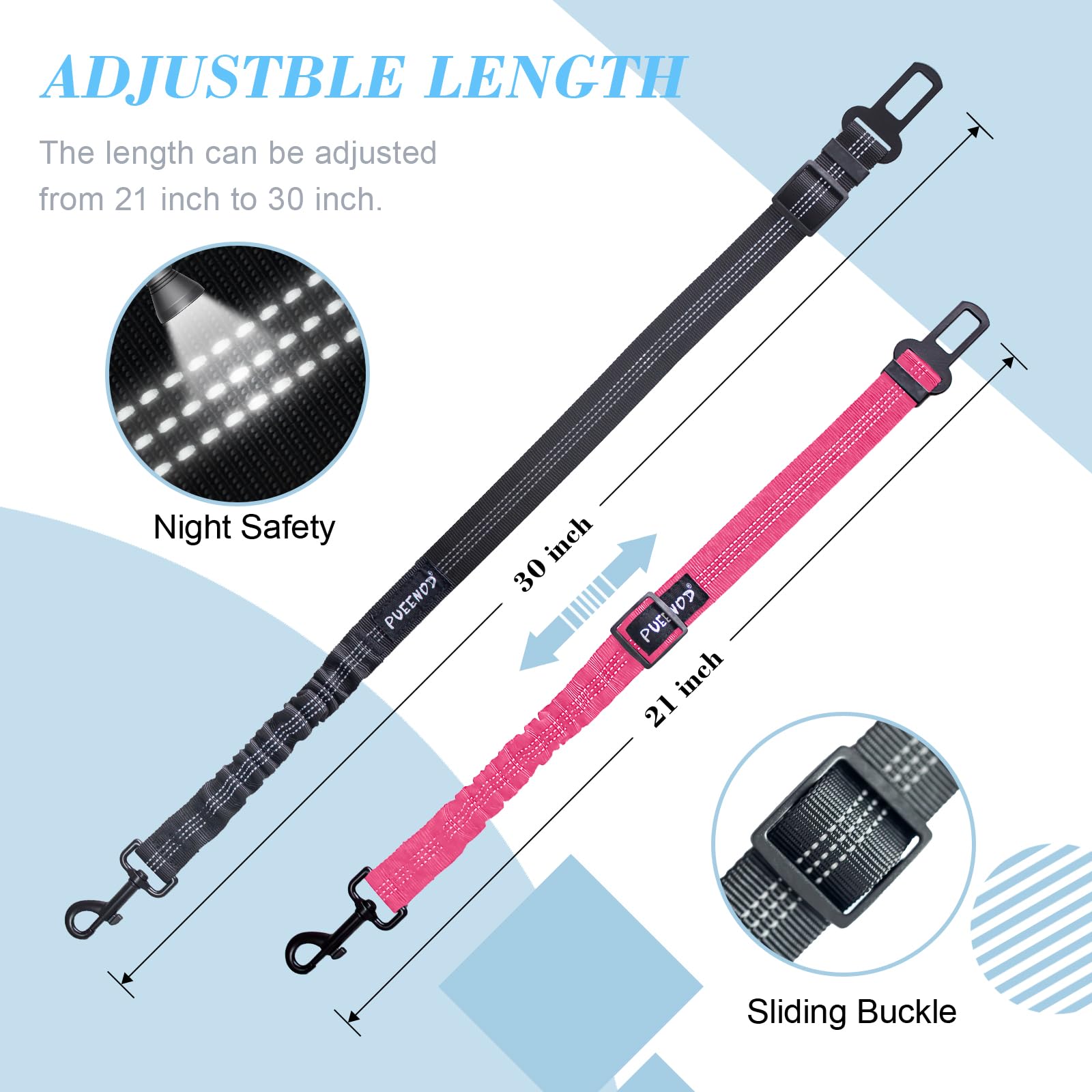 PUEENOD ceinture securite chien reglage universel 53-76 cm: ajustement rapide pour toutes tailles.