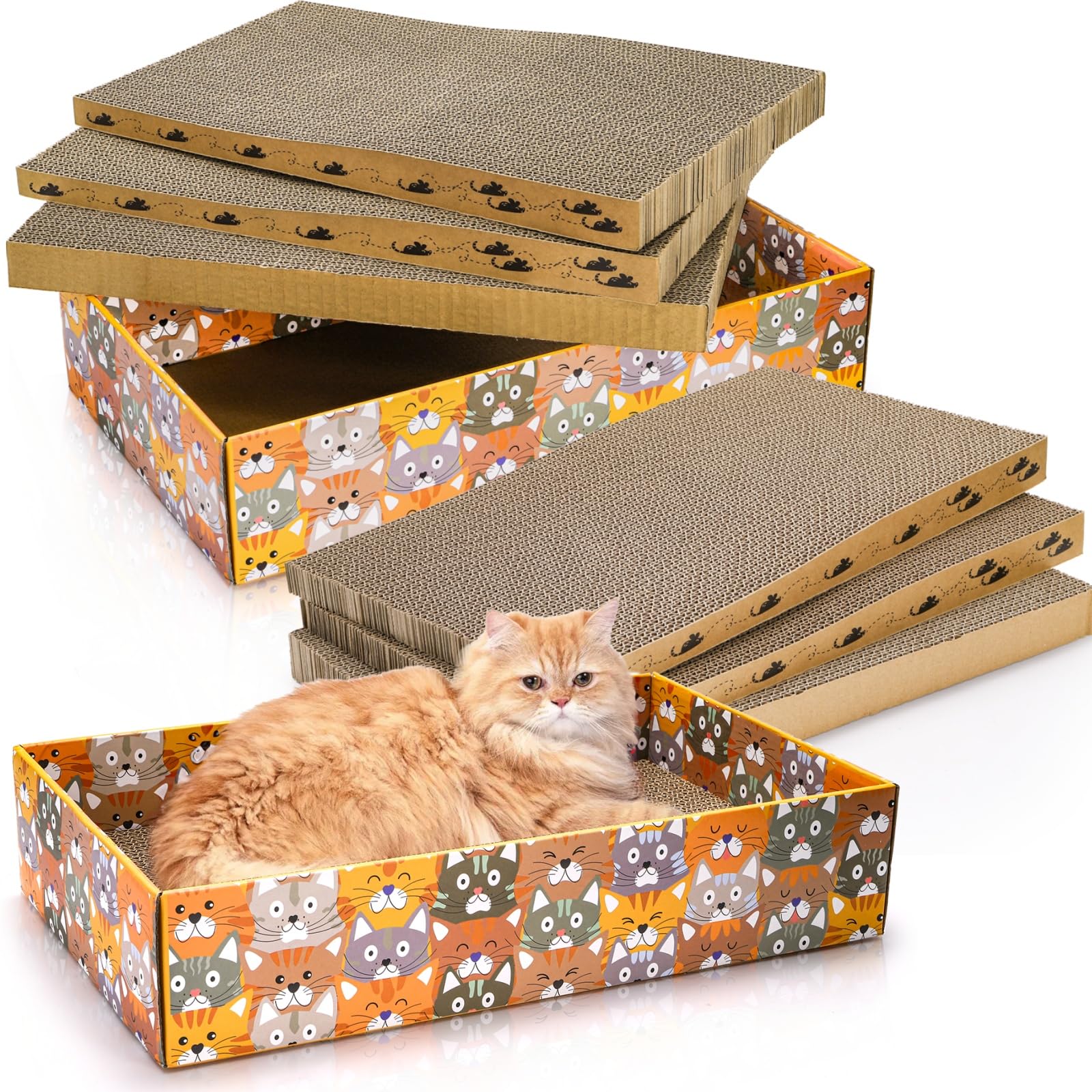 Pumtus boite-grattoir-chat-ensemble-1 : boîte robuste offrant un espace de repos pour chat.