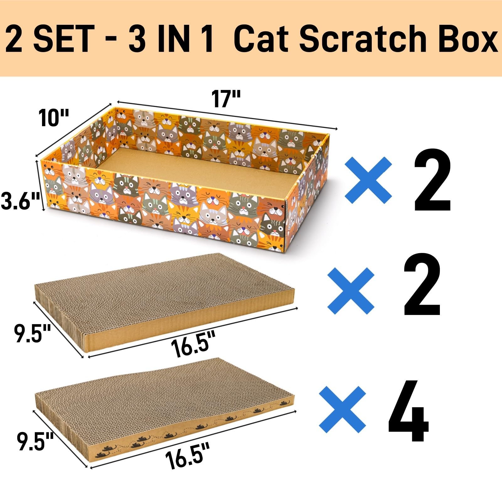 Pumtus boite-grattoir-chat-ensemble-2 : surface ondulée idéale pour affûter les griffes en douceur.