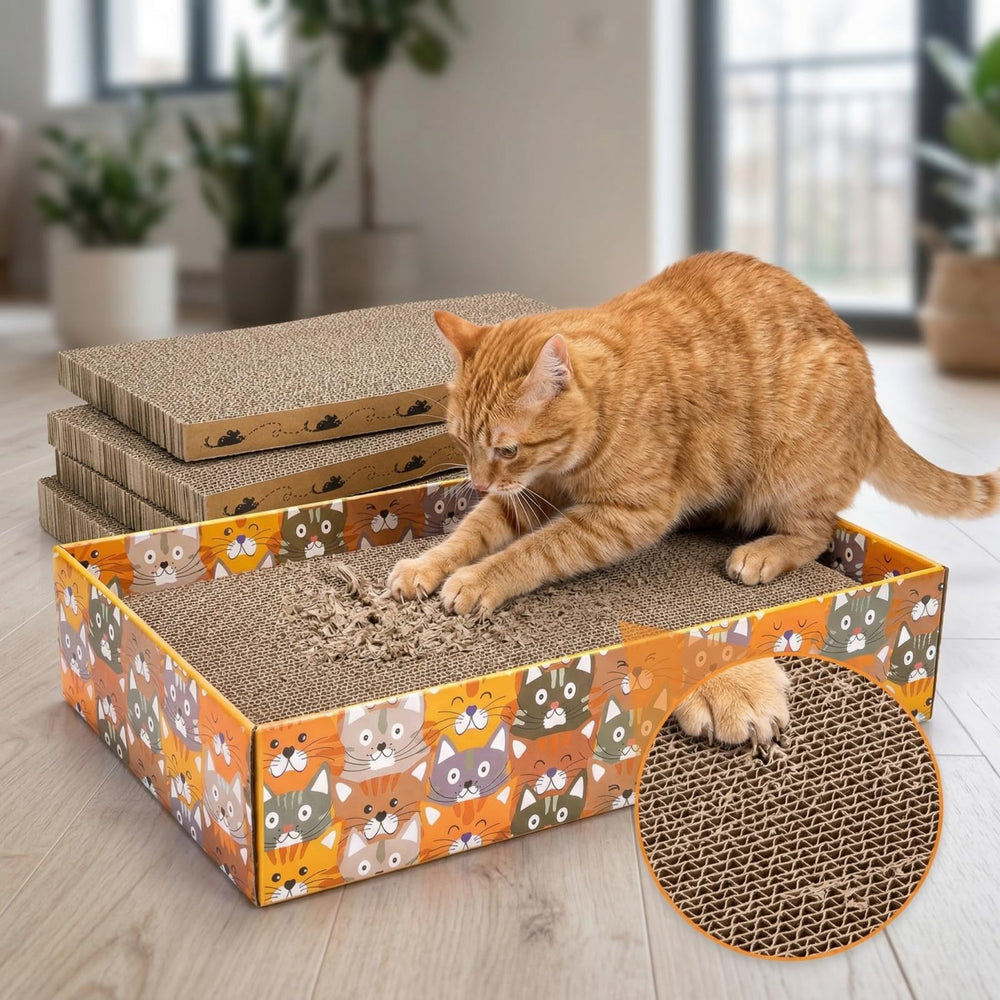 Pumtus boite-grattoir-chat-ensemble-8 : design réversible offrant deux positions confortables.