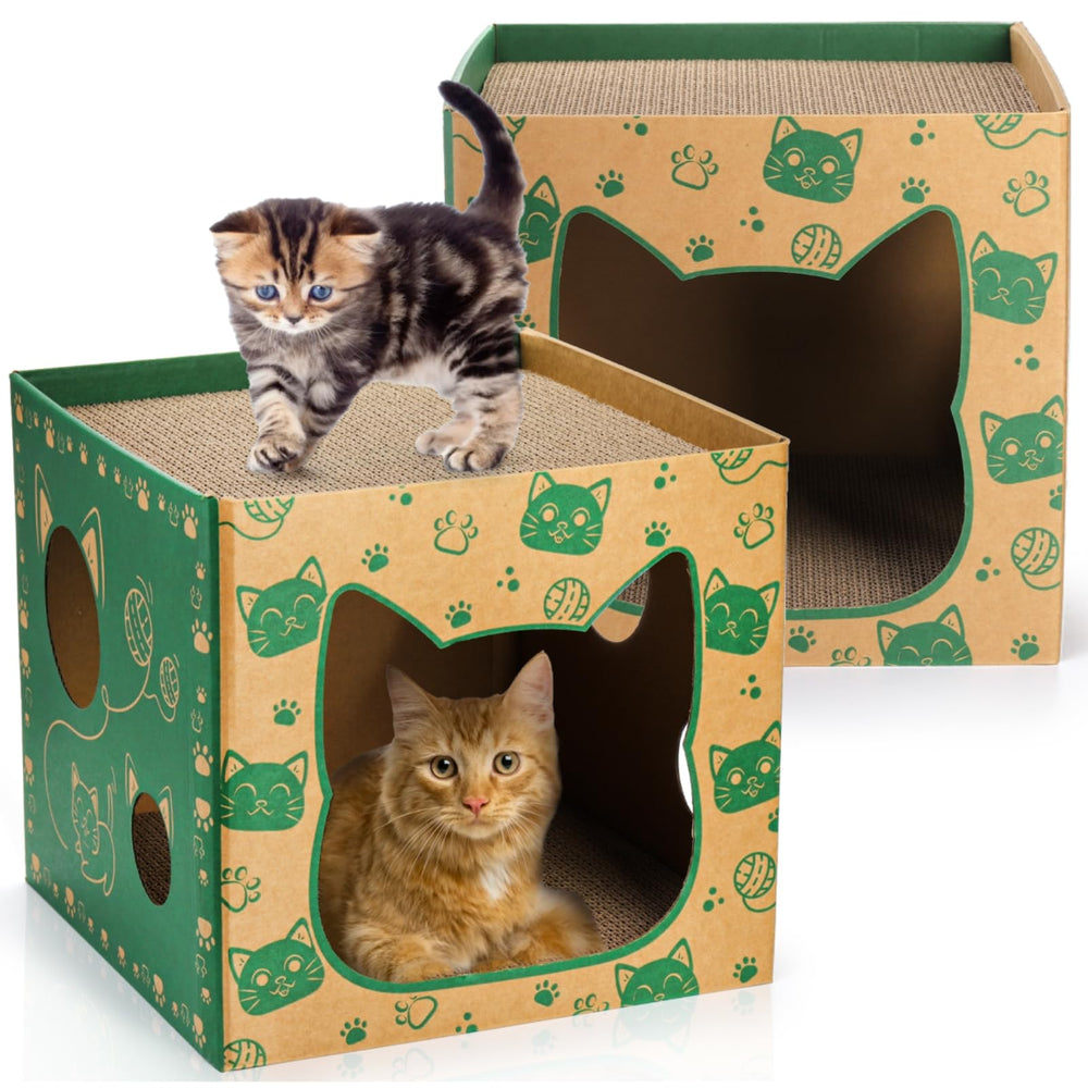 Pumtus 2-pack – maisons chat carton, espace spacieux pour entrer et jouer.