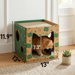 Pumtus grande ouverture – maison chat carton, accès aisé pour les chats.