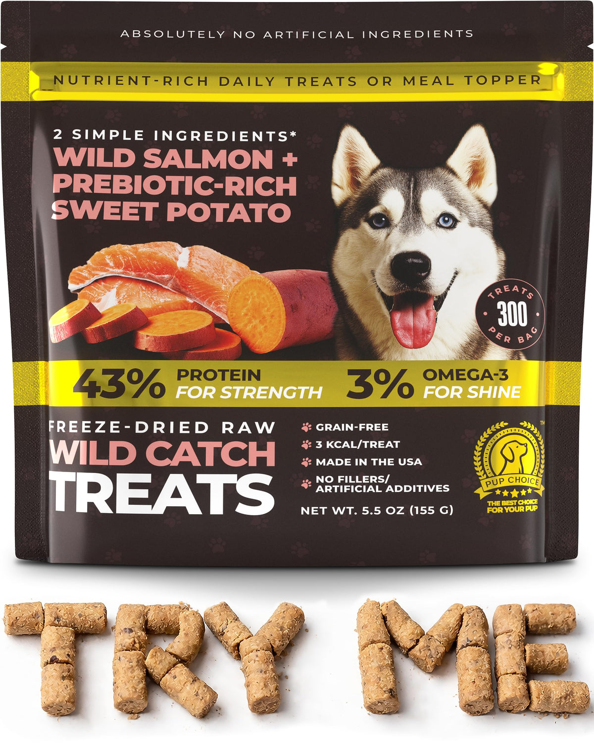 Friandise Pup Choice Wild Catch au saumon sauvage pour chien sensible