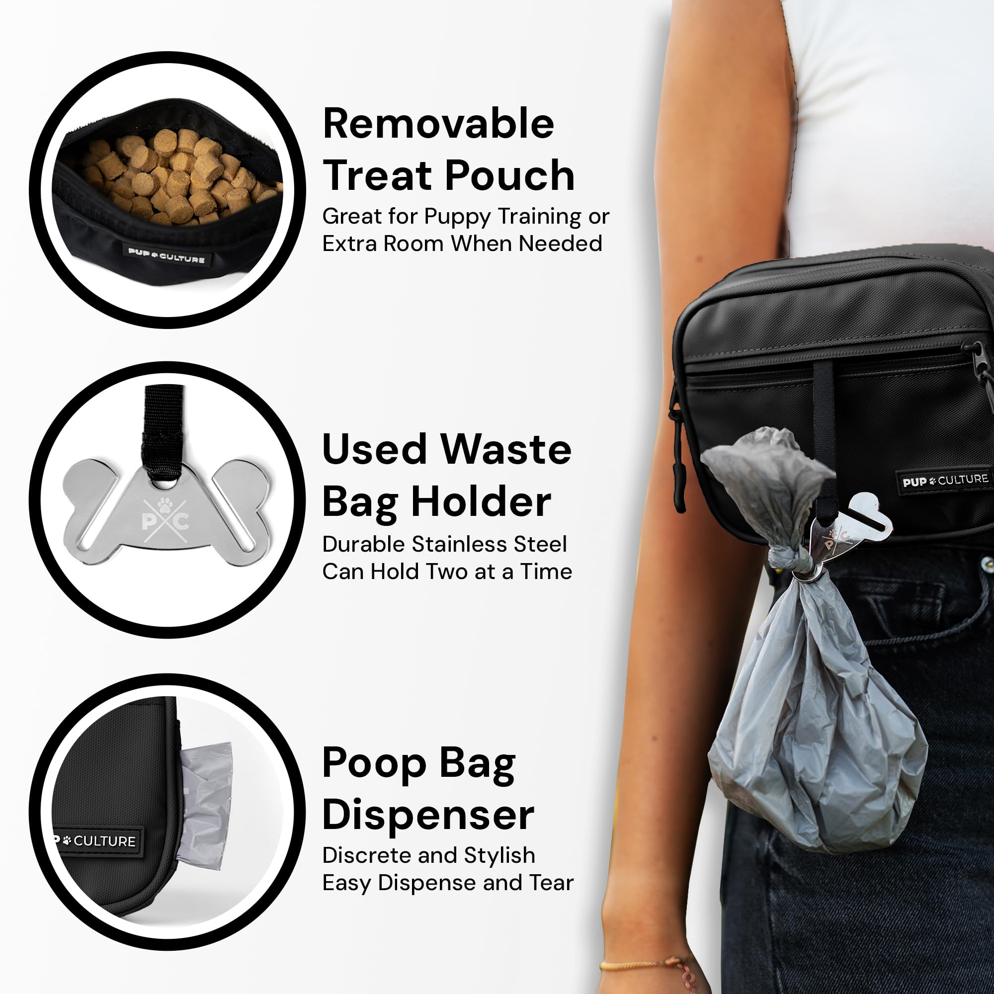 Sac Pup Culture a porter a l epaule, design chic et pratique.