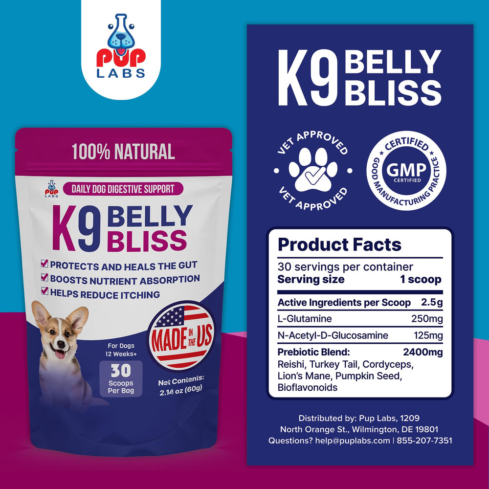 Pup Labs K9 Belly Bliss approuve-veterinaire: formule sûre et fiable