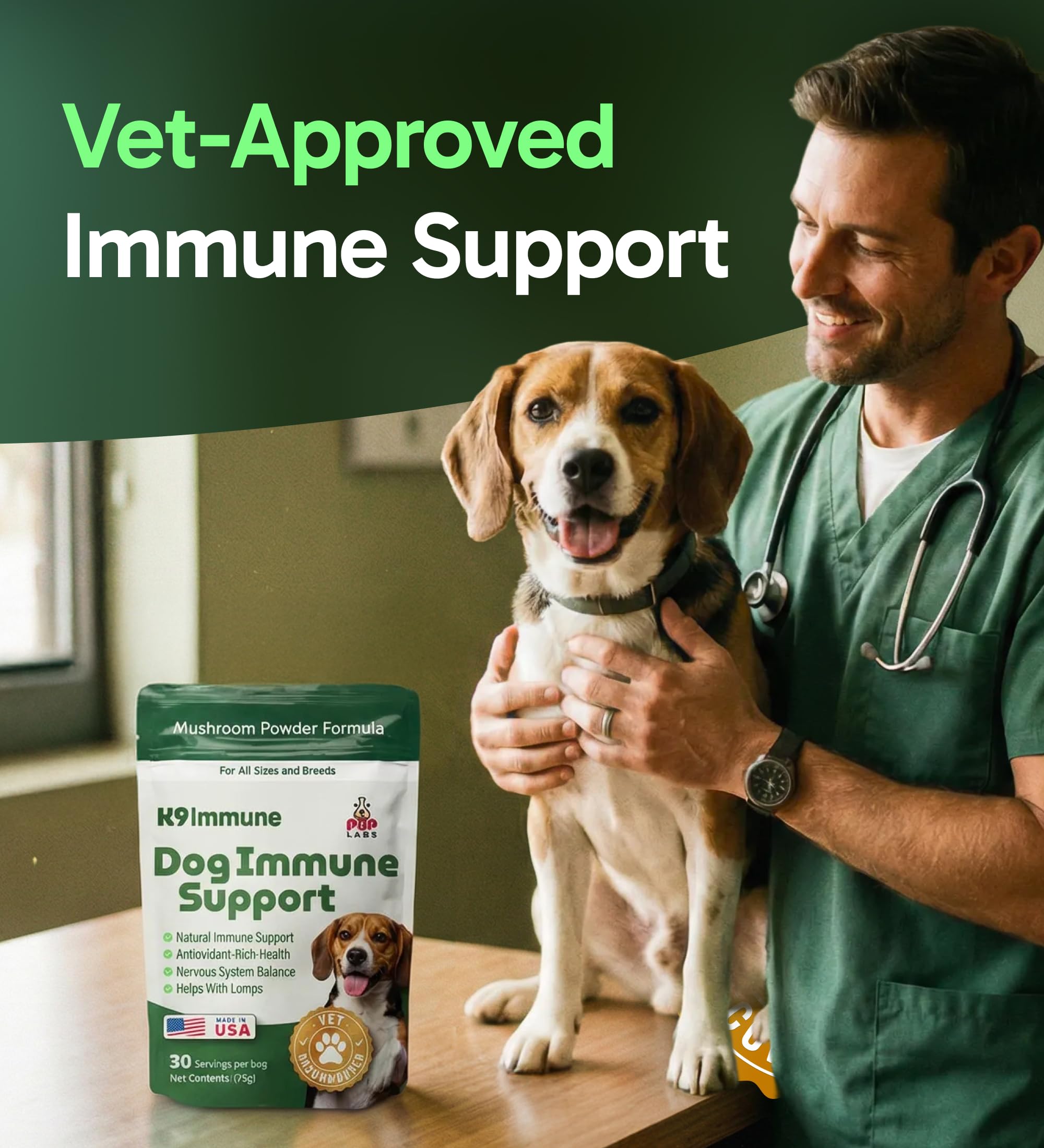 Pup Labs K9 Immune – texture fine et facile à mélanger au repas