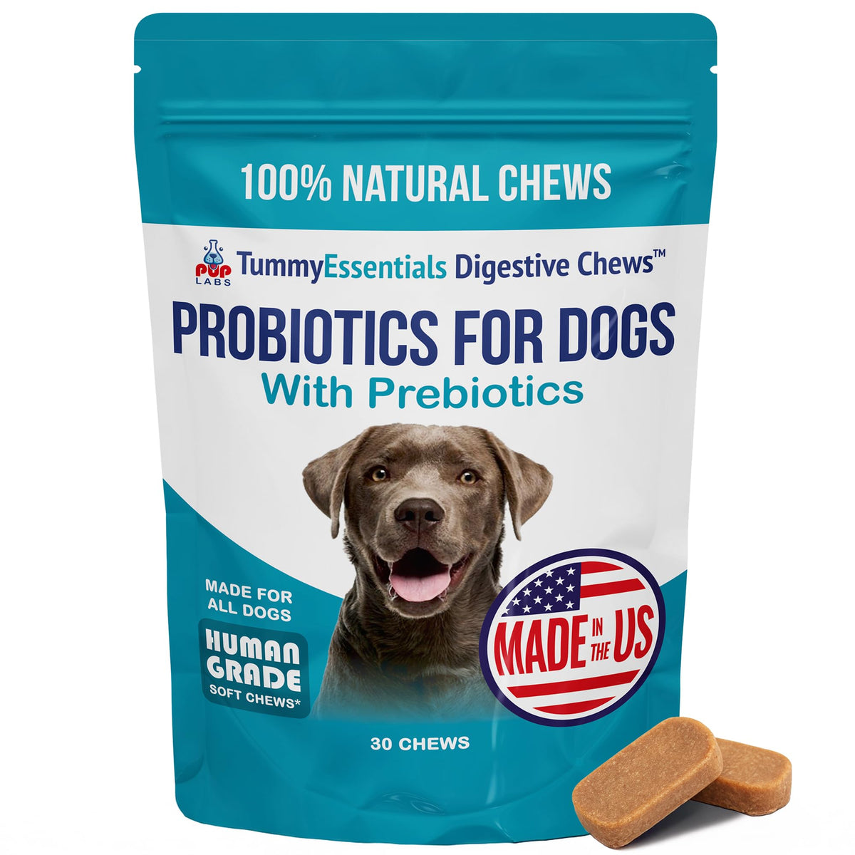 Pup Labs Probiotiques pour chiens, boîte-probiotiques, soutien digestif.