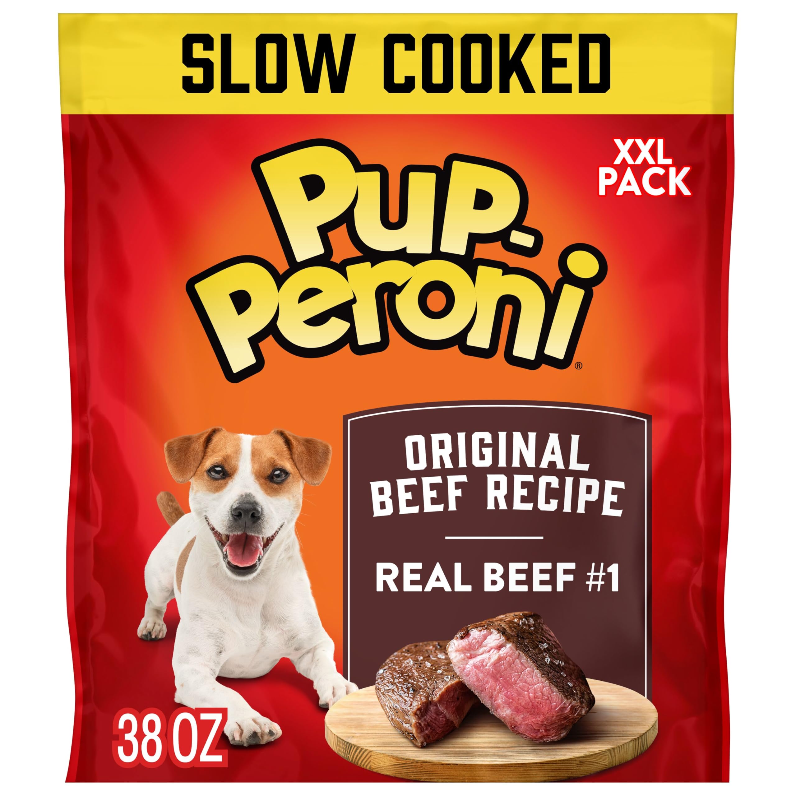 Friandise Pup-Peroni Original Boeuf, sachet 38 oz, riche en protéines.