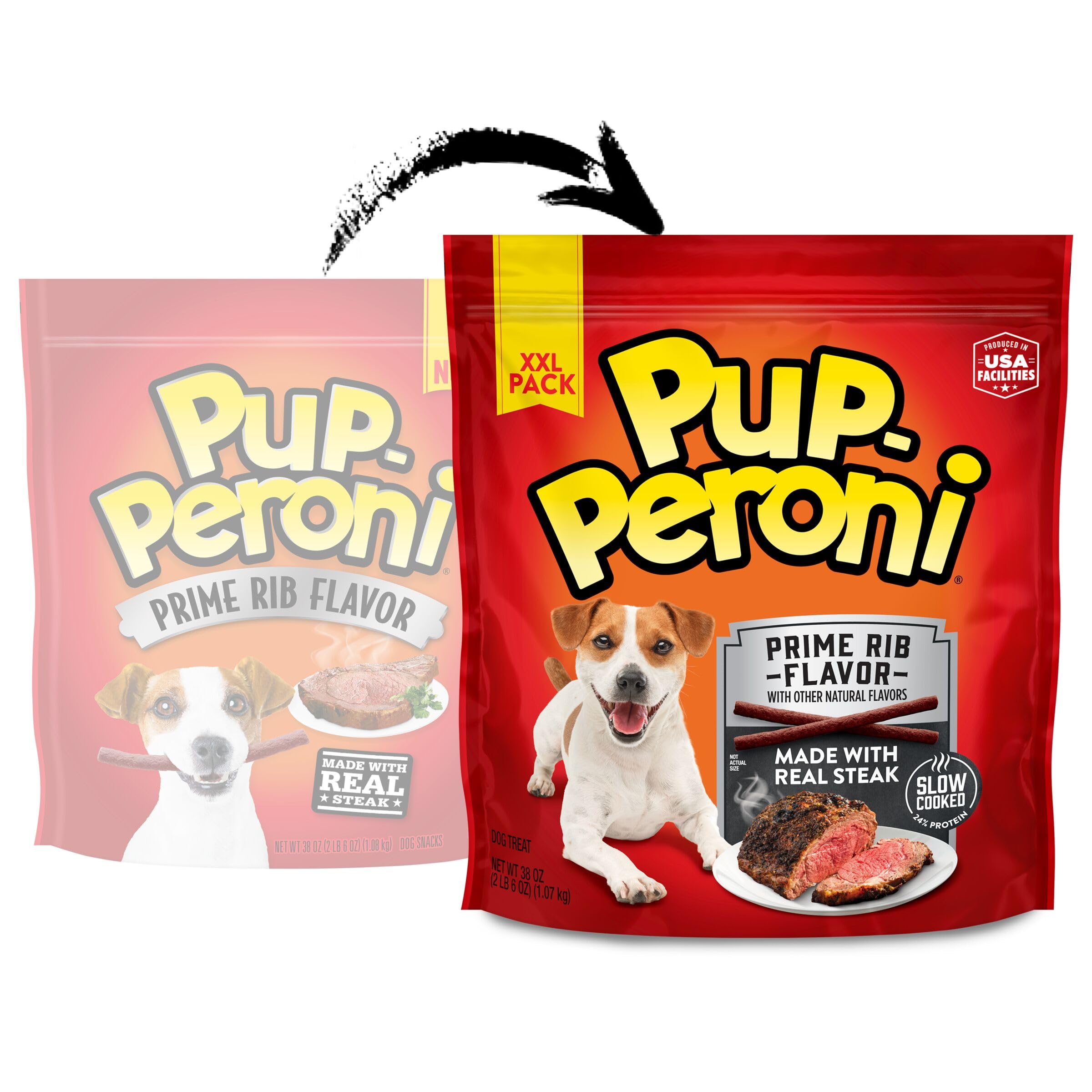 Pup-Peroni Prime Rib sac 38 oz pour usage prolongé à la maison.