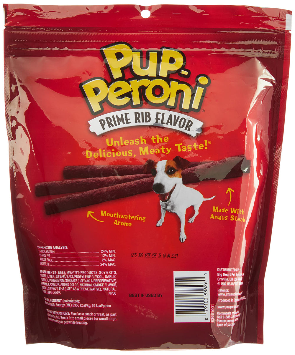 Texture tendre de Pup-Peroni Prime Rib, idéale pour l'entraeenement des chiens.