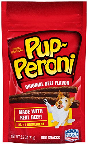 Friandise Pup-Peroni au bœuf, texture tendre, idéale pour récompenser votre chien.
