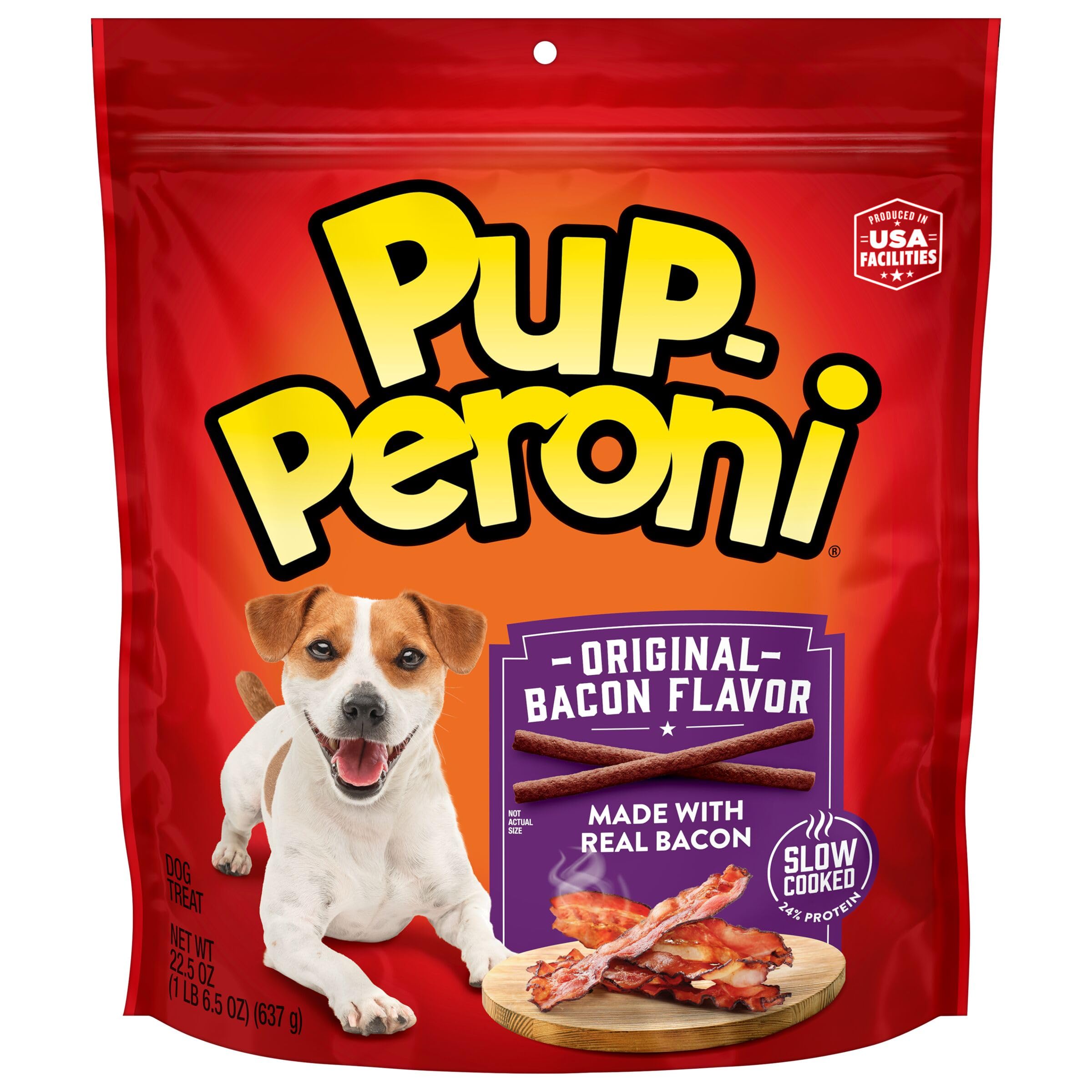 Friandise Pup-Peroni moelleuse avec bouchée savoureuse, ideale comme recompense.