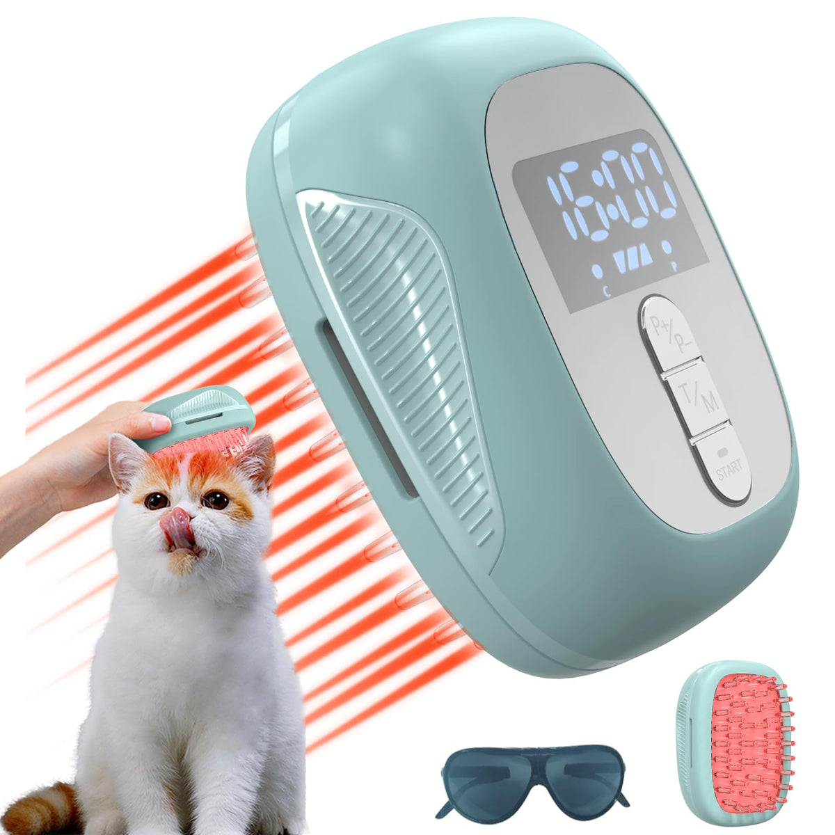 PUPCA brosse laser rouge pour animaux, améliore la pénétration lumineuse jusqu’à la peau.