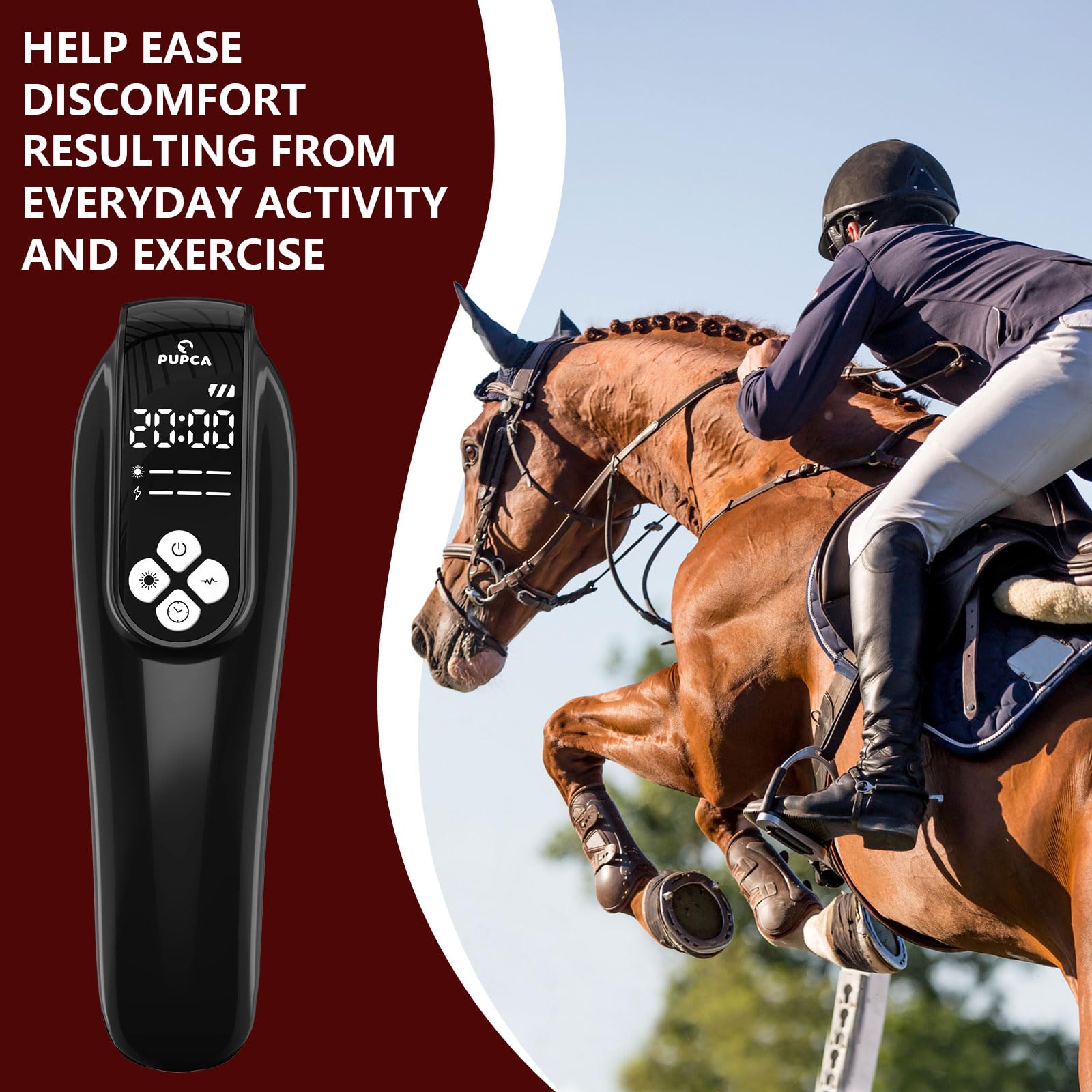 PUPCA chargeur et accessoires pour cheval, emballage pratique.