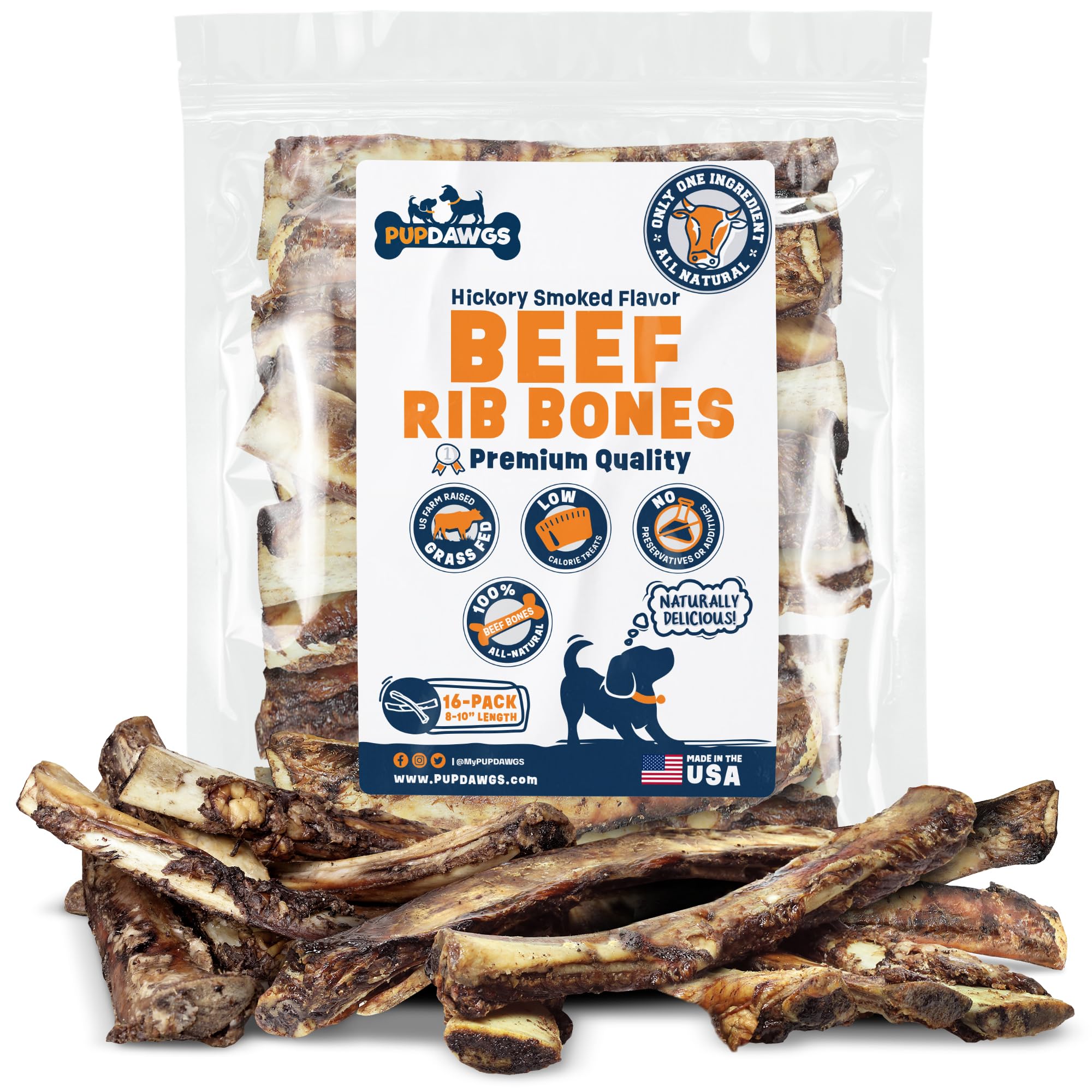PUPDAWGS os-de-rib-boeuf-8-10-pouces, mastication prolongée pour chiens agressifs.