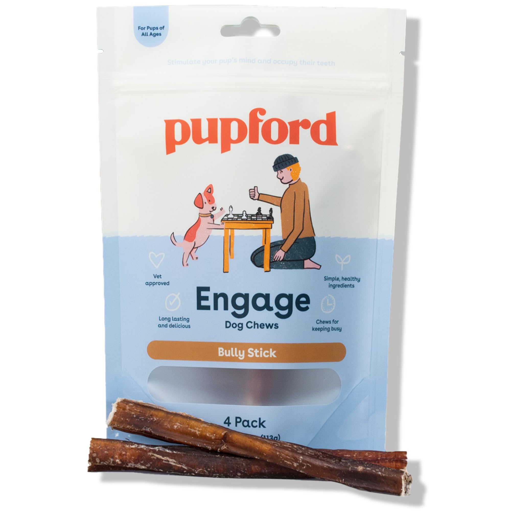 Pupford bâtons épais à mâcher 6 pouces pour chiots, mâchage durable.