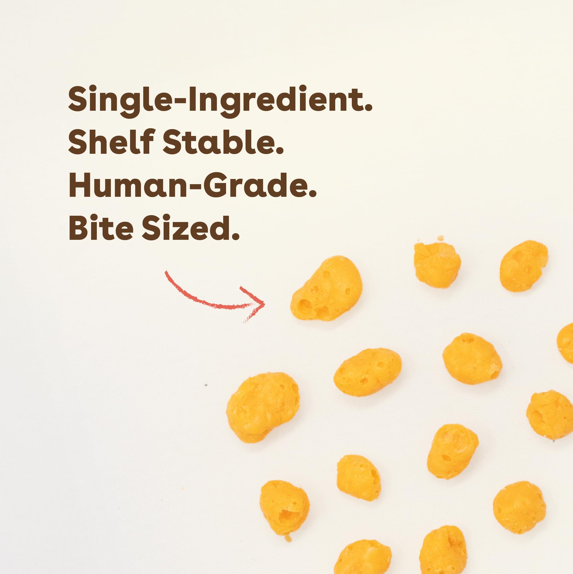 Bouchées Pupford cheddar petit format en gros plan pour récompenses