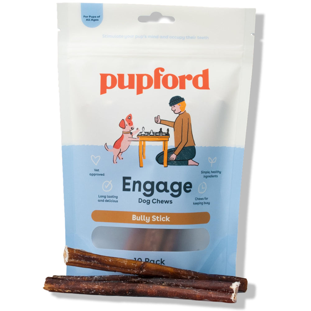 Pupford Bully Sticks épais pour chiots, mastication naturelle et durable.