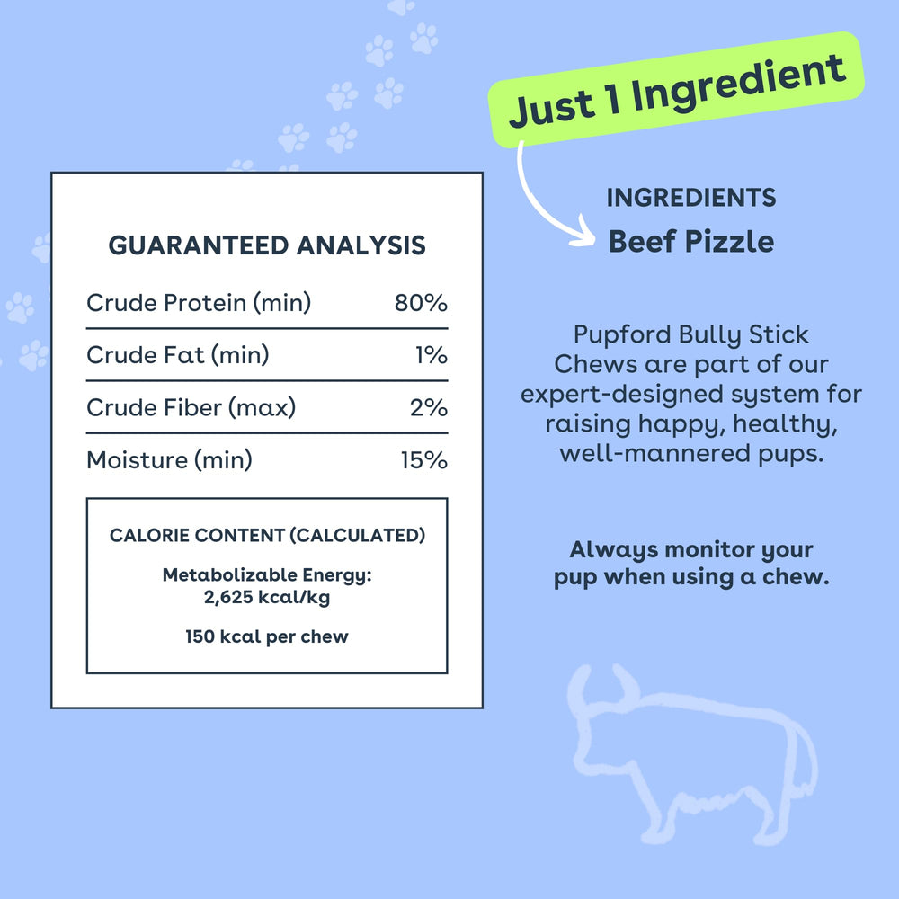 Pupford Bully Sticks longueur durable, idéal pour trajets en voiture.