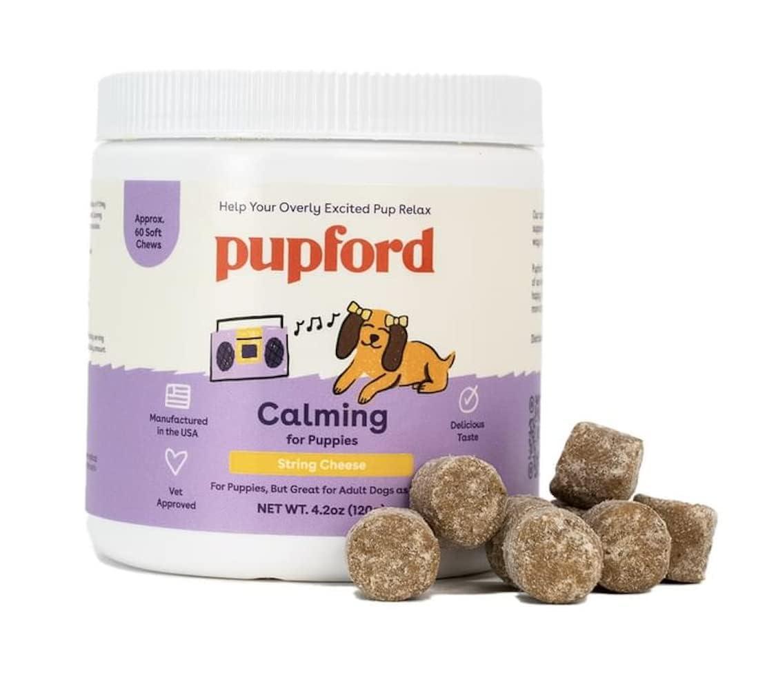 Gomme Pupford Calm en bouteille, soutien au bien-être émotionnel canin.