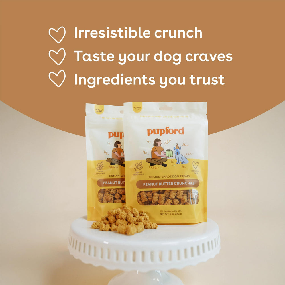 Pupford Crunchies texture croquante idéale pour l'entraînement et les récompenses.