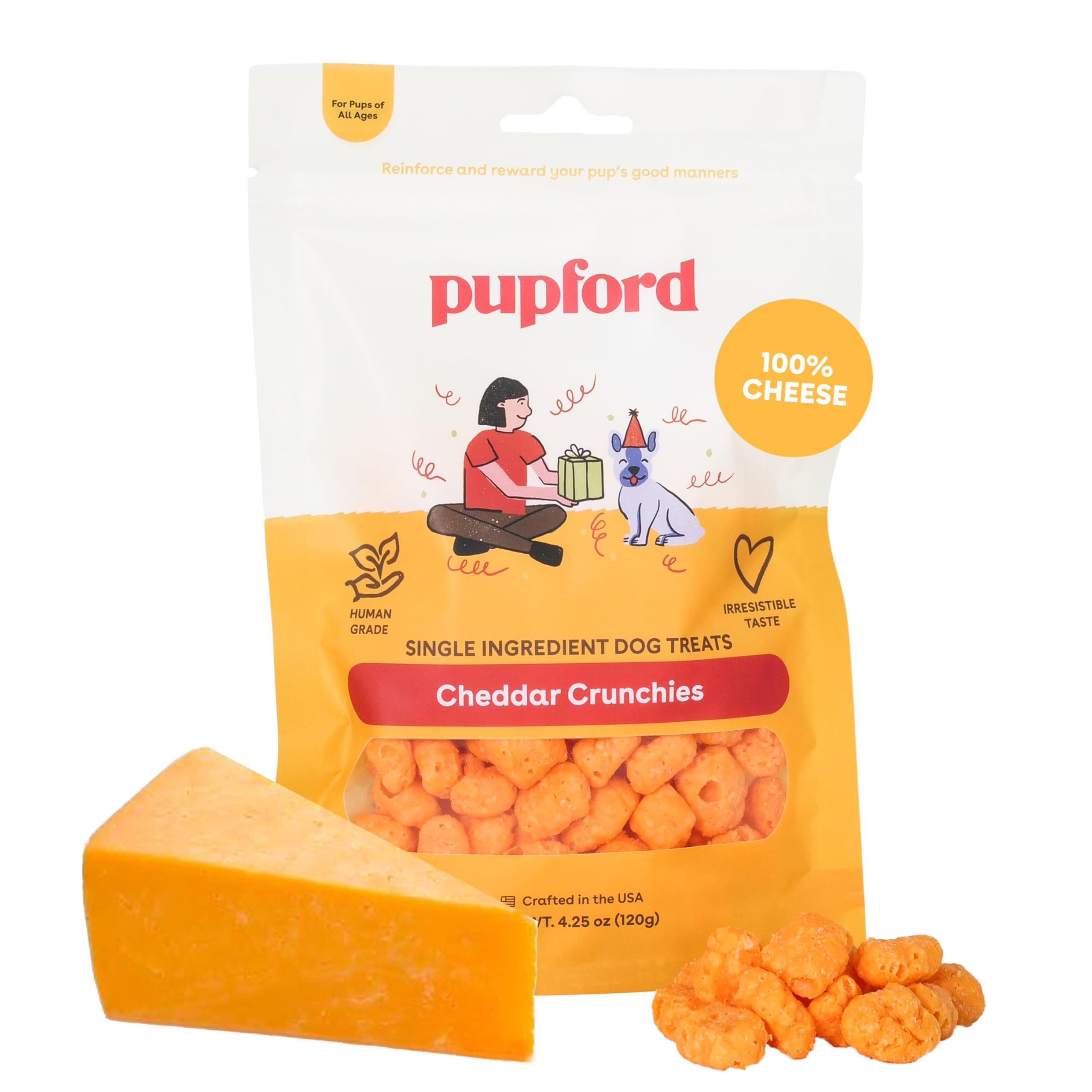 Friandises Pupford au fromage emballage attrayant prêt à l'utilisation.