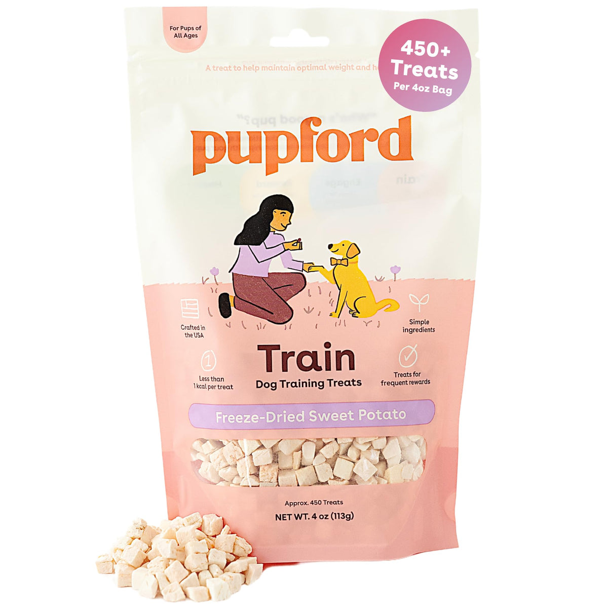 Friandises Pupford lyophilisees pour entrainement chiots, goût simple et pratique.
