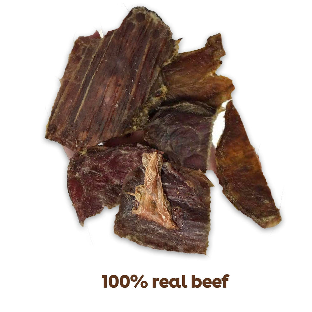 Pupford, petits morceaux viande sechee boeuf, texture facile a croquer