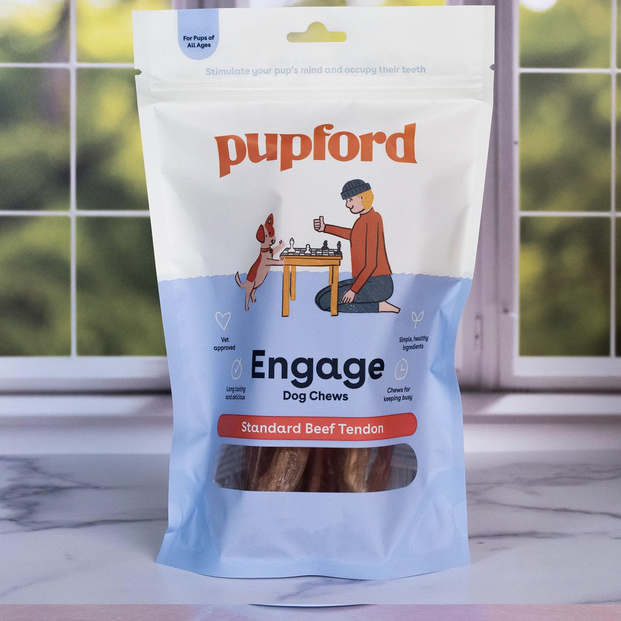 Pupford Tendons de bœuf: ingrédients 100 % pur pour chiens.