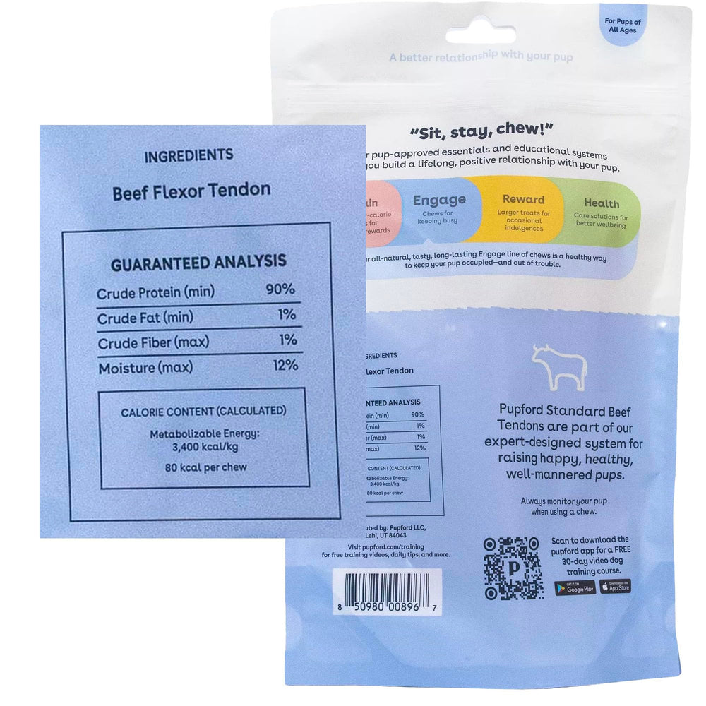 Pupford Tendons de bœuf: texture naturelle pour morsure durable.