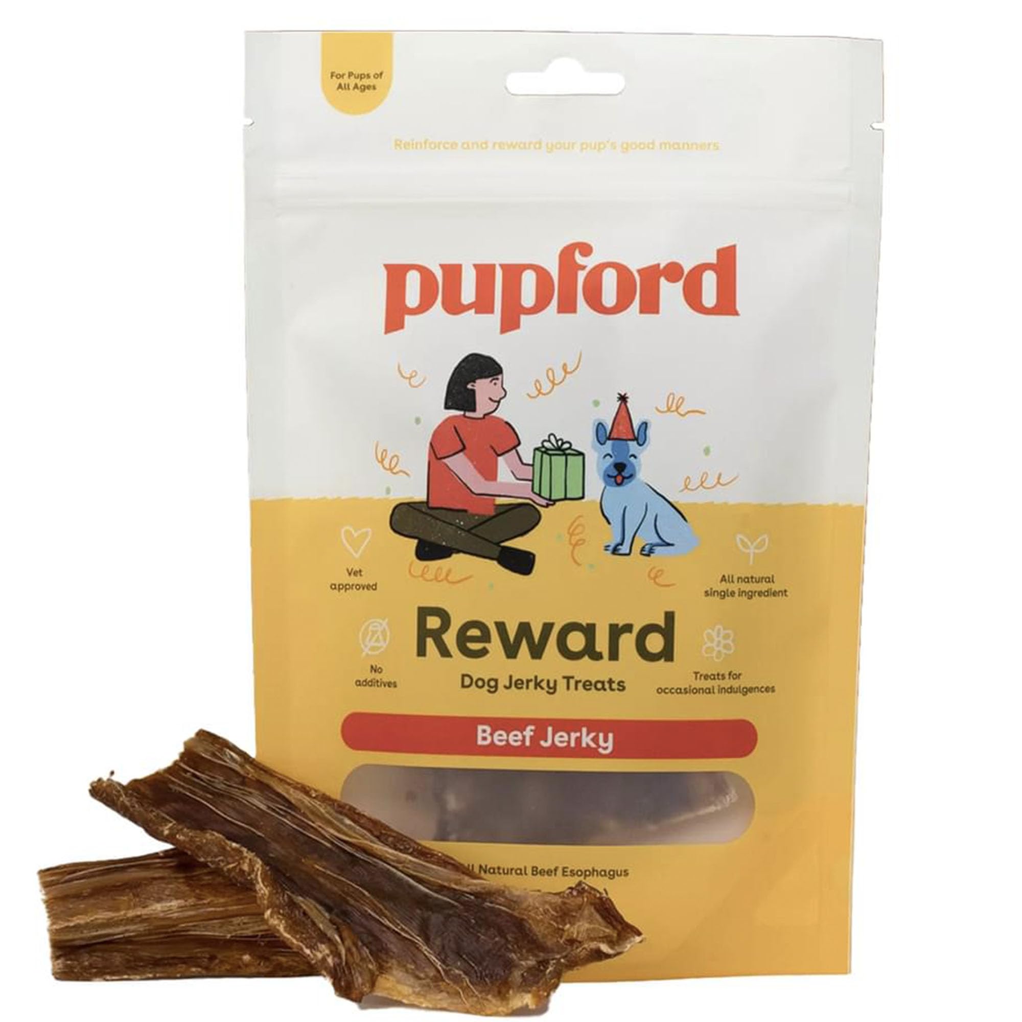 Pupford, tranches de viande sechee au boeuf, reward delicieuse et facile a partager