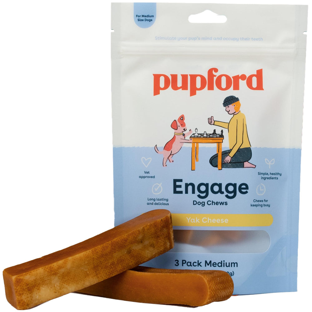 Pupford Yak Cheese Chews emballage révélant le produit naturel et durable.