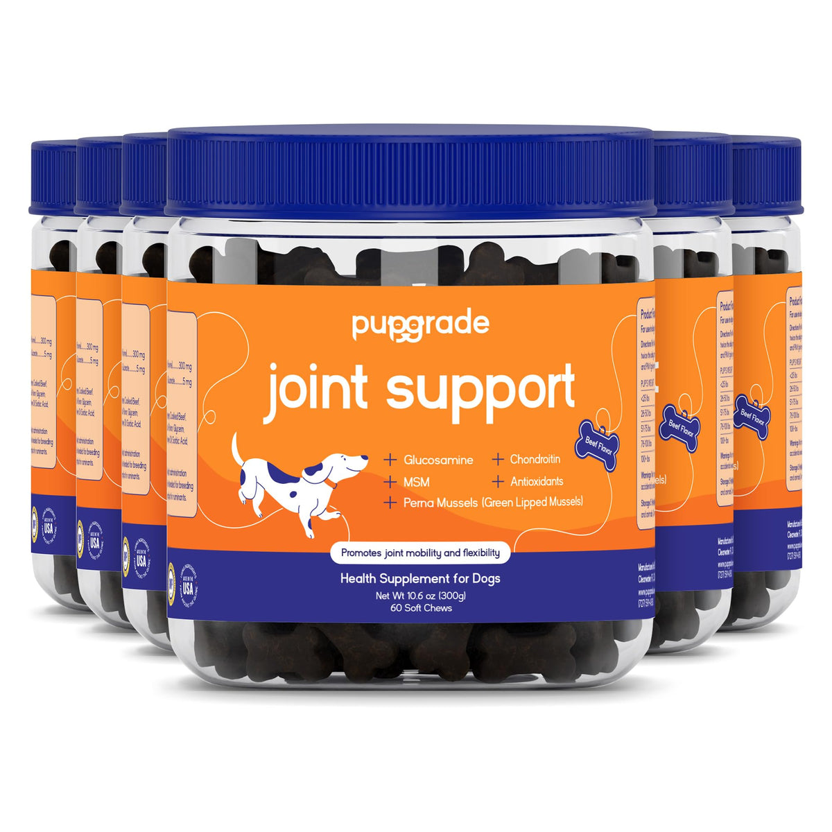 PupGrade friandises molles saveur boeuf, boîte prête à l'emploi pour soutenir la mobilité de votre chien.