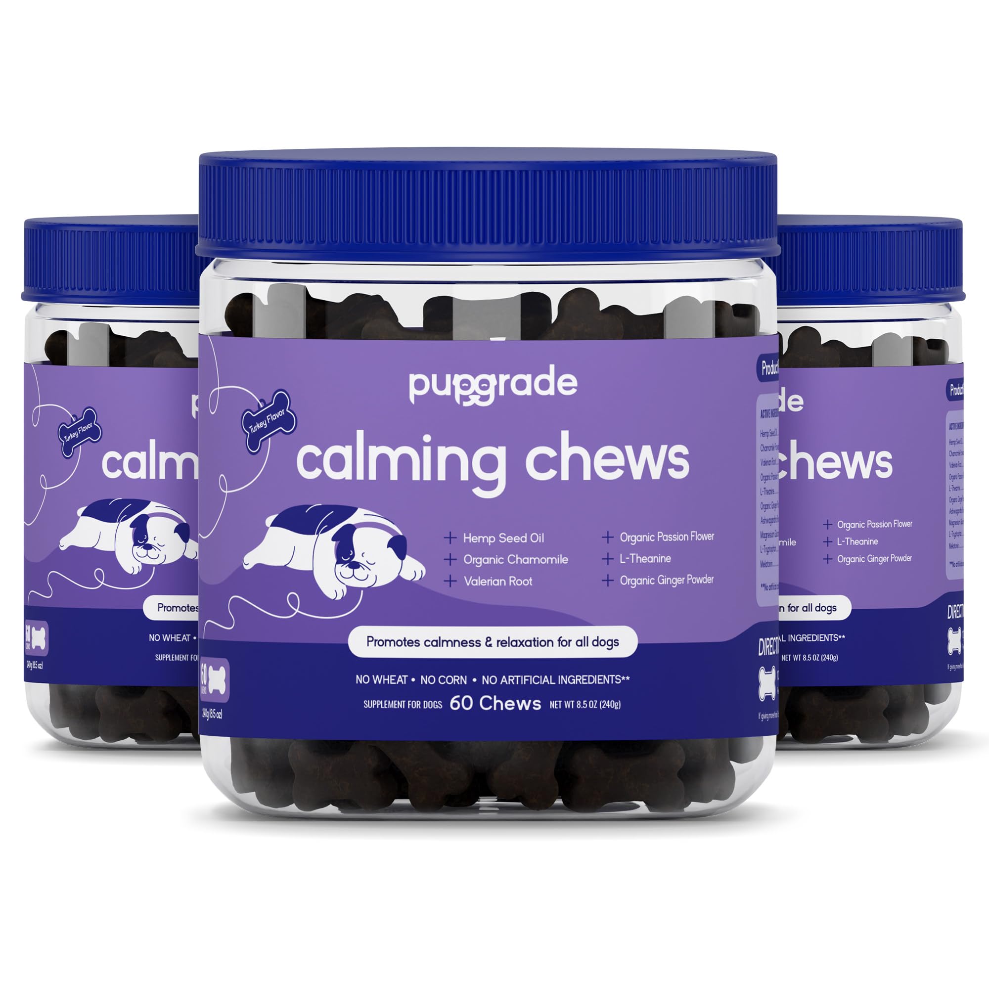 PupGrade Calming Chews – emballage pratique pour la détente canine.