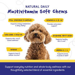 Oméga et acides gras PupGrade contribuant peau et poil sains chez le chien.