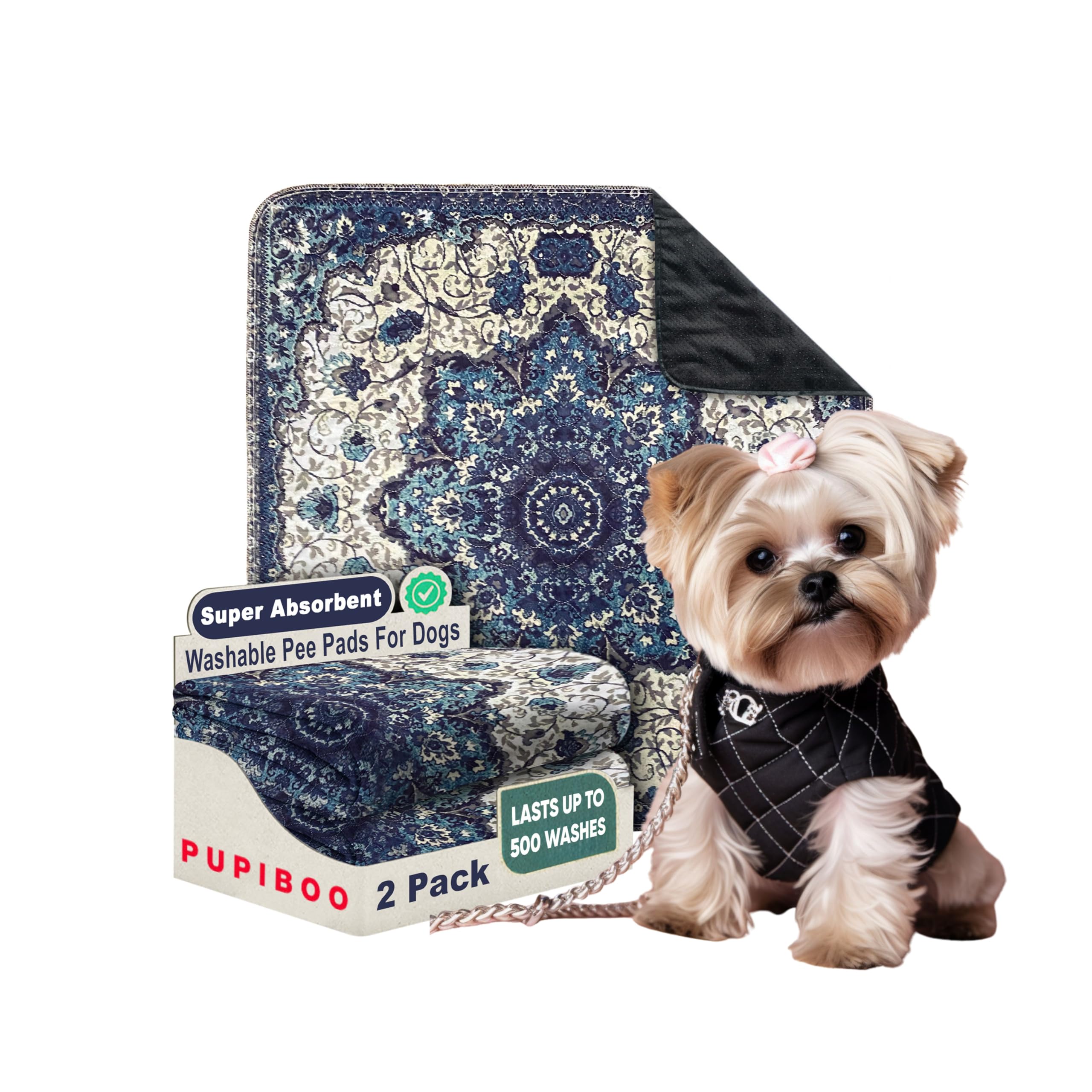 Tapis PUPIBOO absorbant et réutilisable, parfait pour l'entraînement des chiots.
