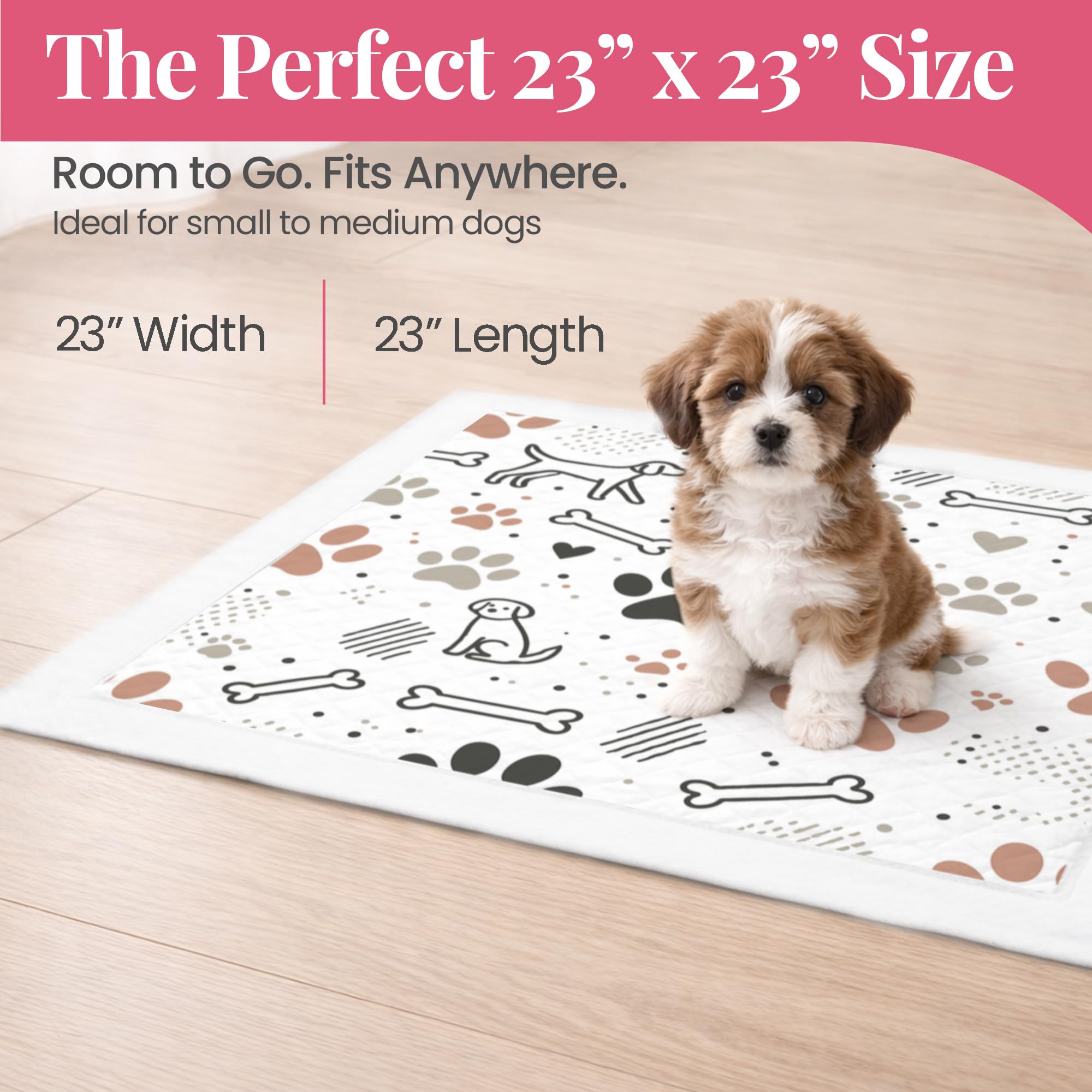 Pupiboo tapis grande taille 23x23 pouces, surface généreuse.