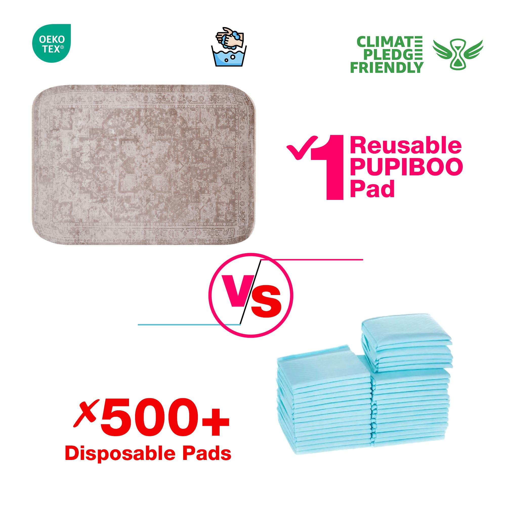 Pupiboo tapis lavage en machine facile pour un entretien rapide.