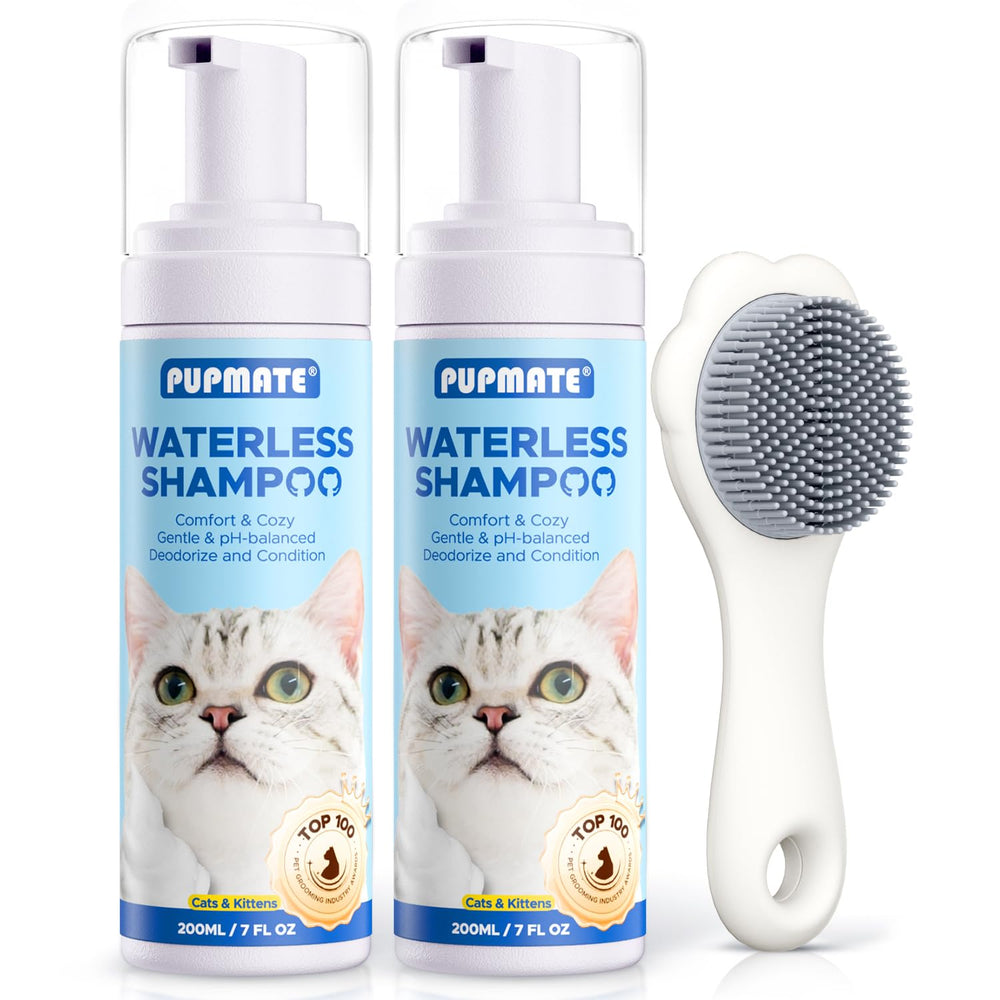 PUPMATE Shampoing sans eau avec brosse pour chat — facilite le brossage