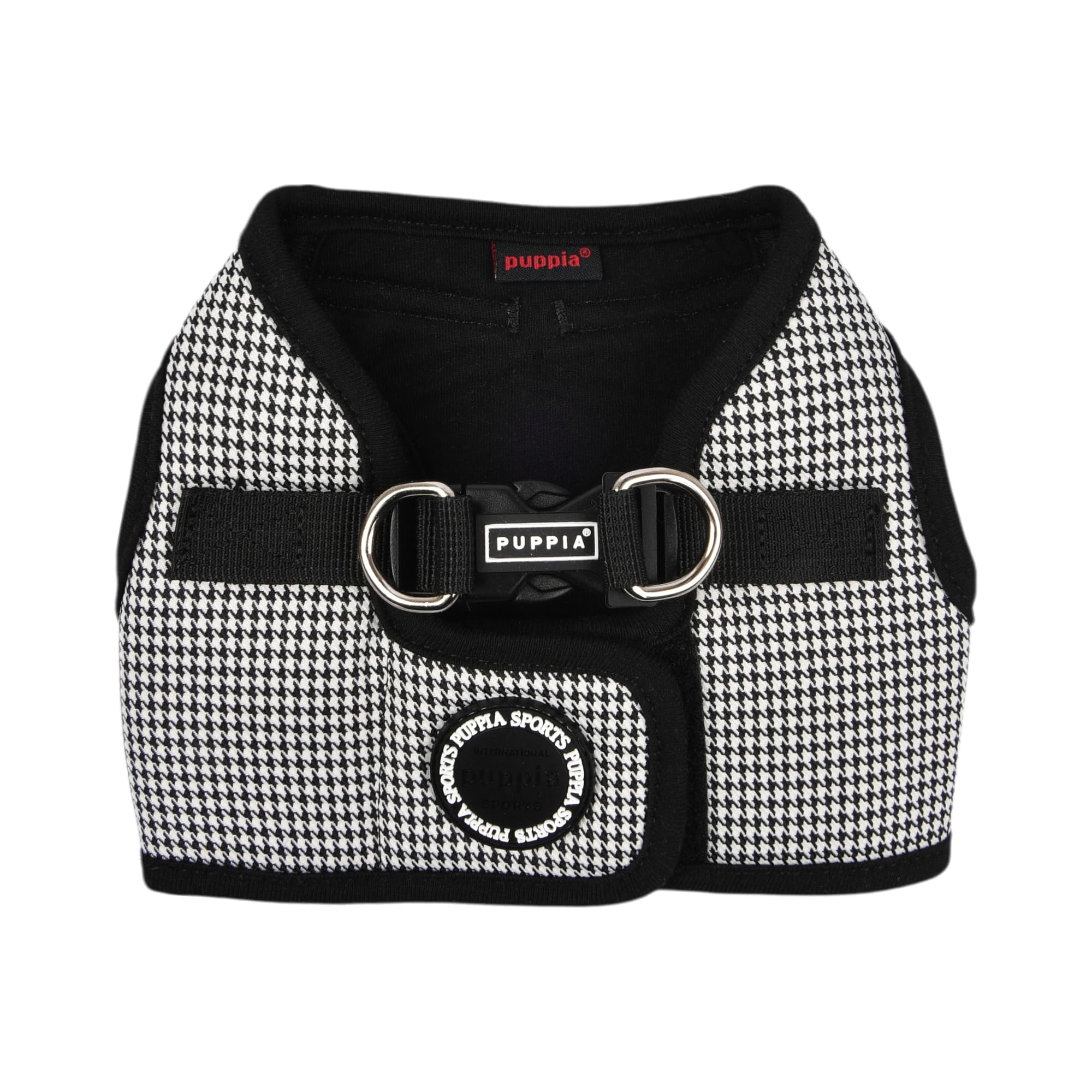 Puppia Amatus harnais gilet motif pied-de-poule pour balades élégantes et confortables